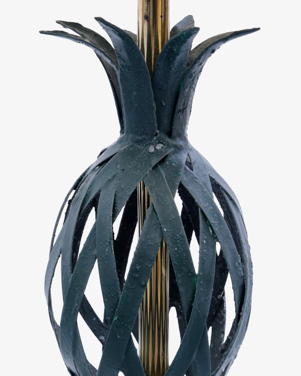 Coppia lampada da tavolo ananas ferro tinto e ottone anni 70