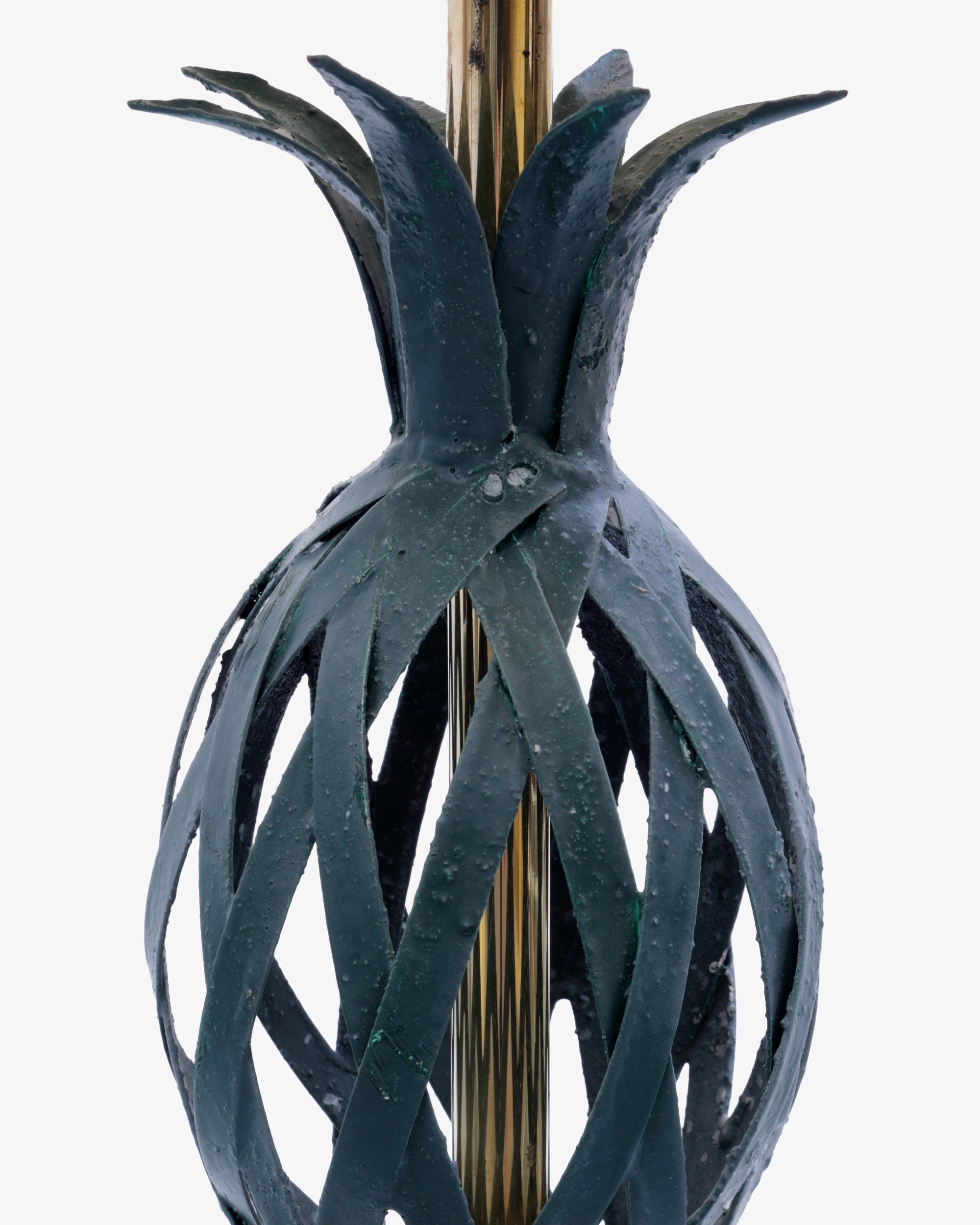 Coppia lampada da tavolo ananas ferro tinto e ottone anni 70