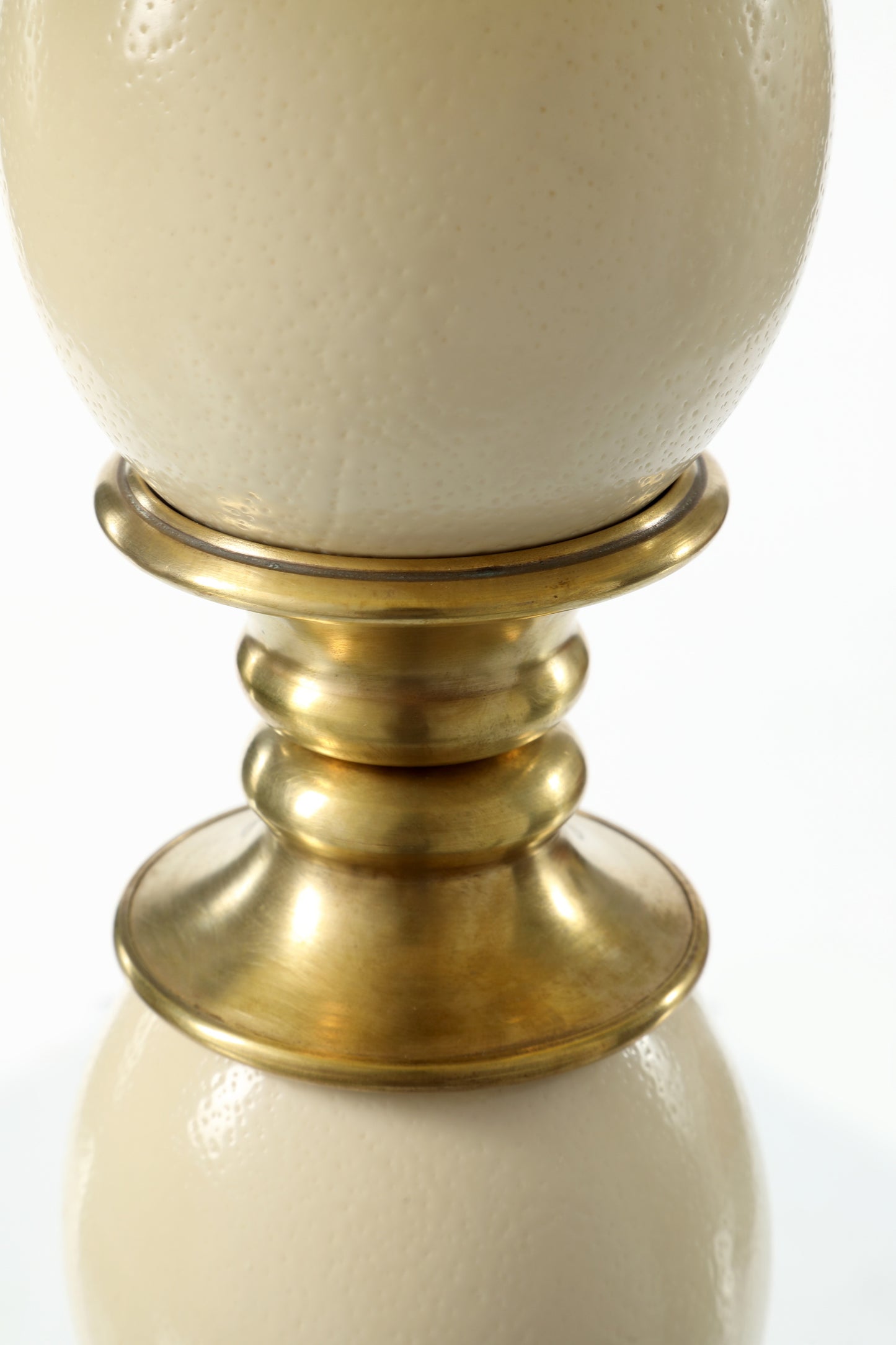 Ostrich egg and brass lamp