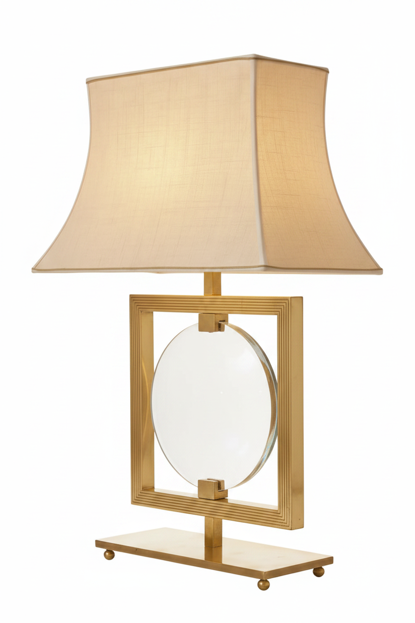 Coppia lampade ottone con lente centrale
