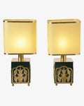 Coppia lampade ottone laccate verdi anni 70