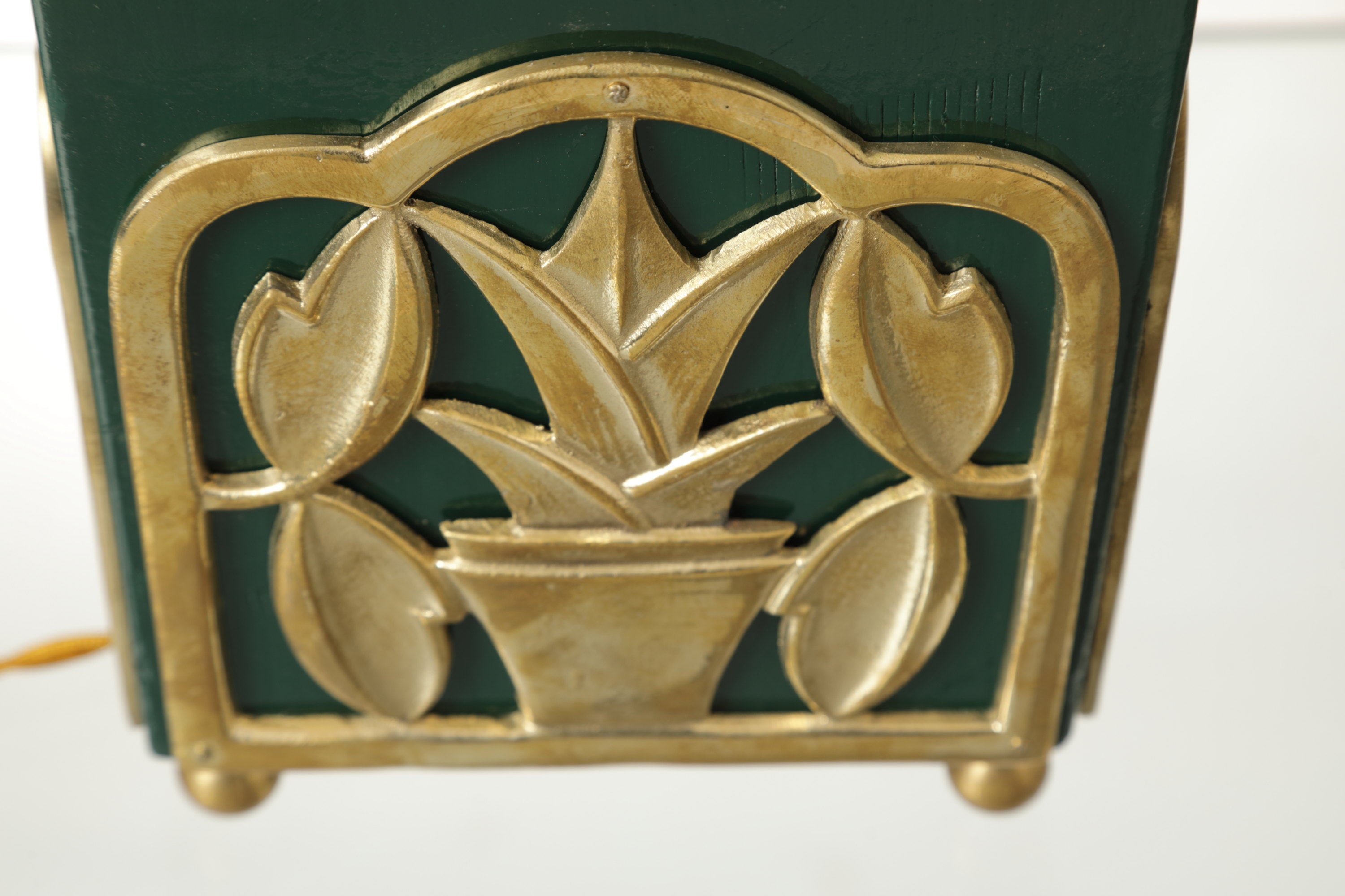 Coppia lampade ottone laccate verdi anni 70