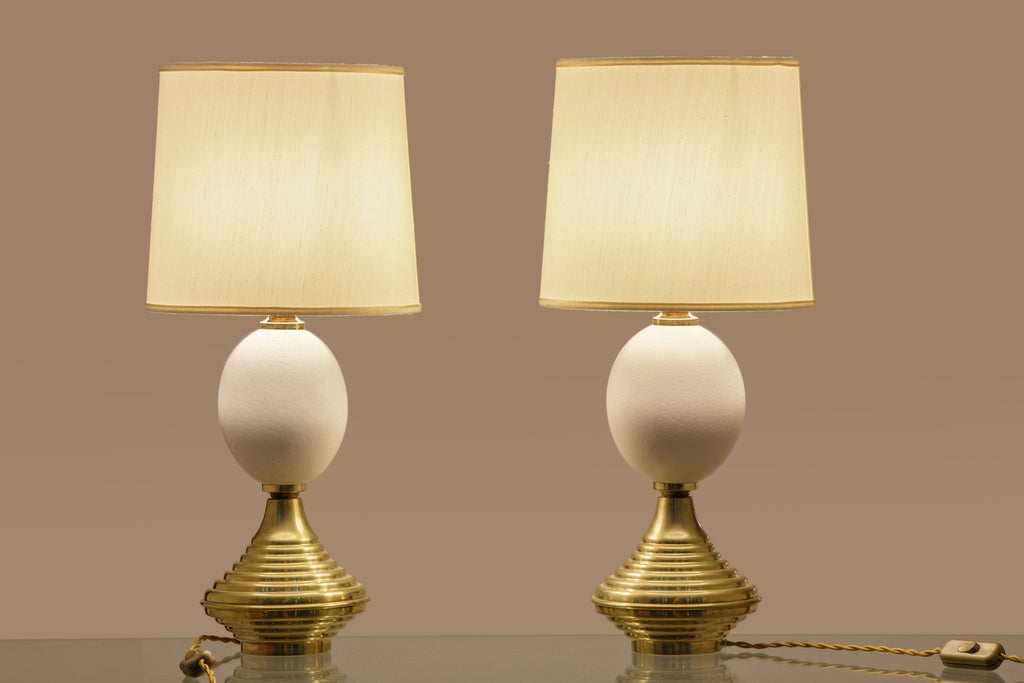 Coppia lampade uovo di struzzo anni 70