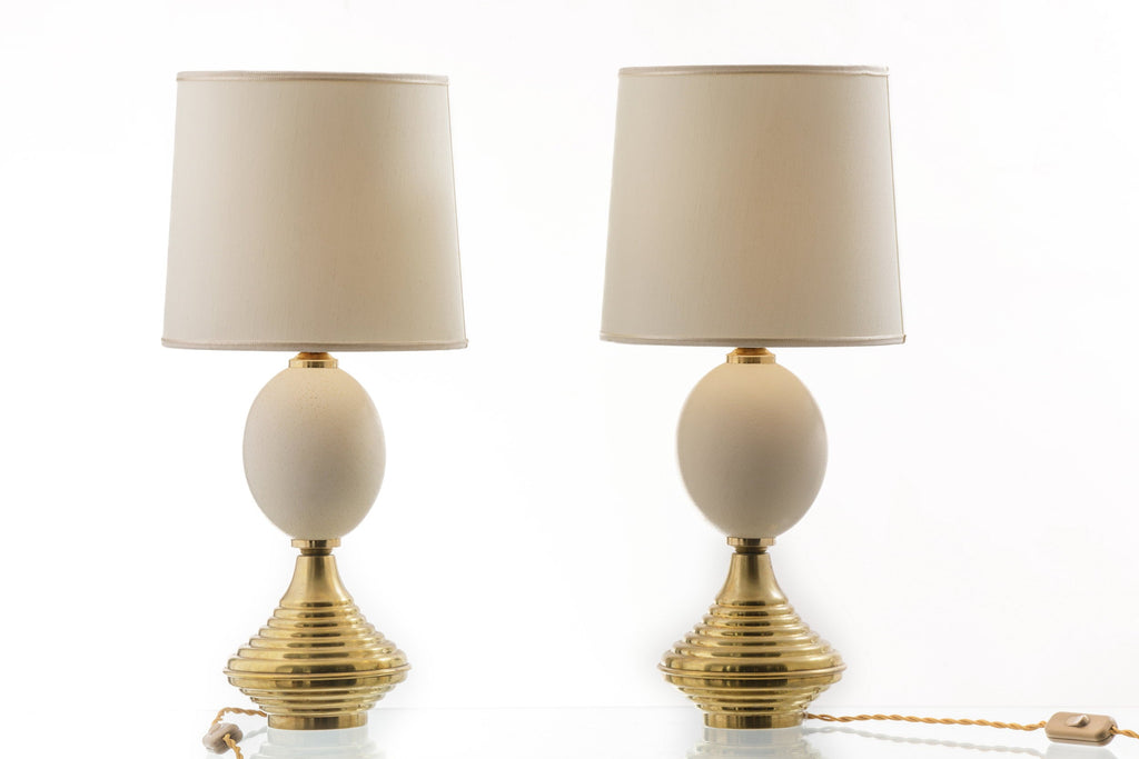 Coppia lampade uovo di struzzo anni 70