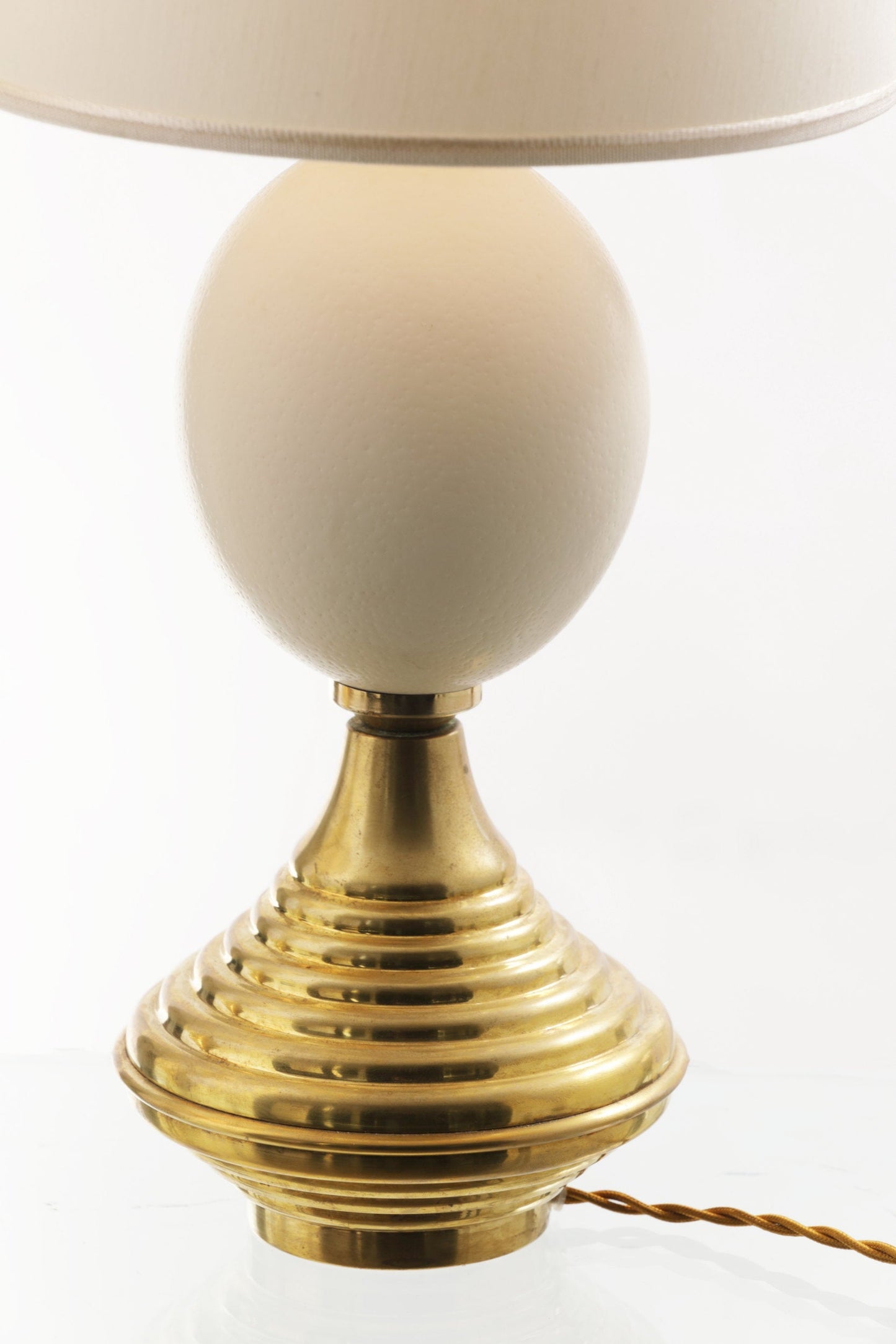 Pair of ostrich egg lamps