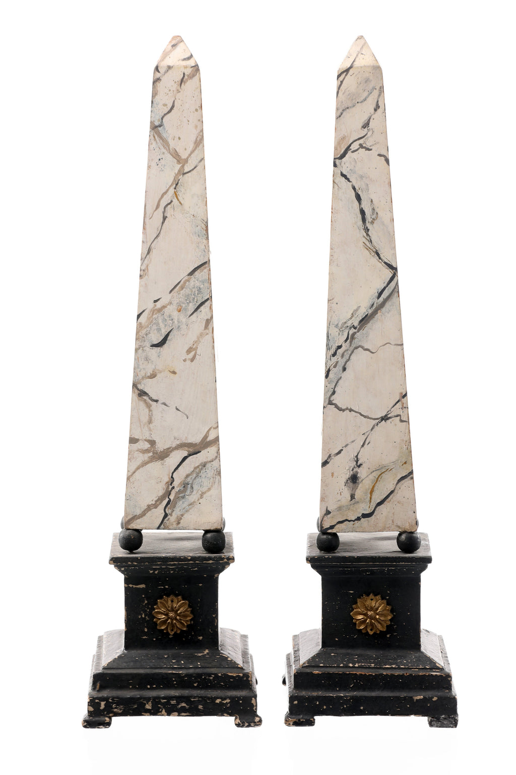 Coppia obelischi legno marmorizzato anni 70