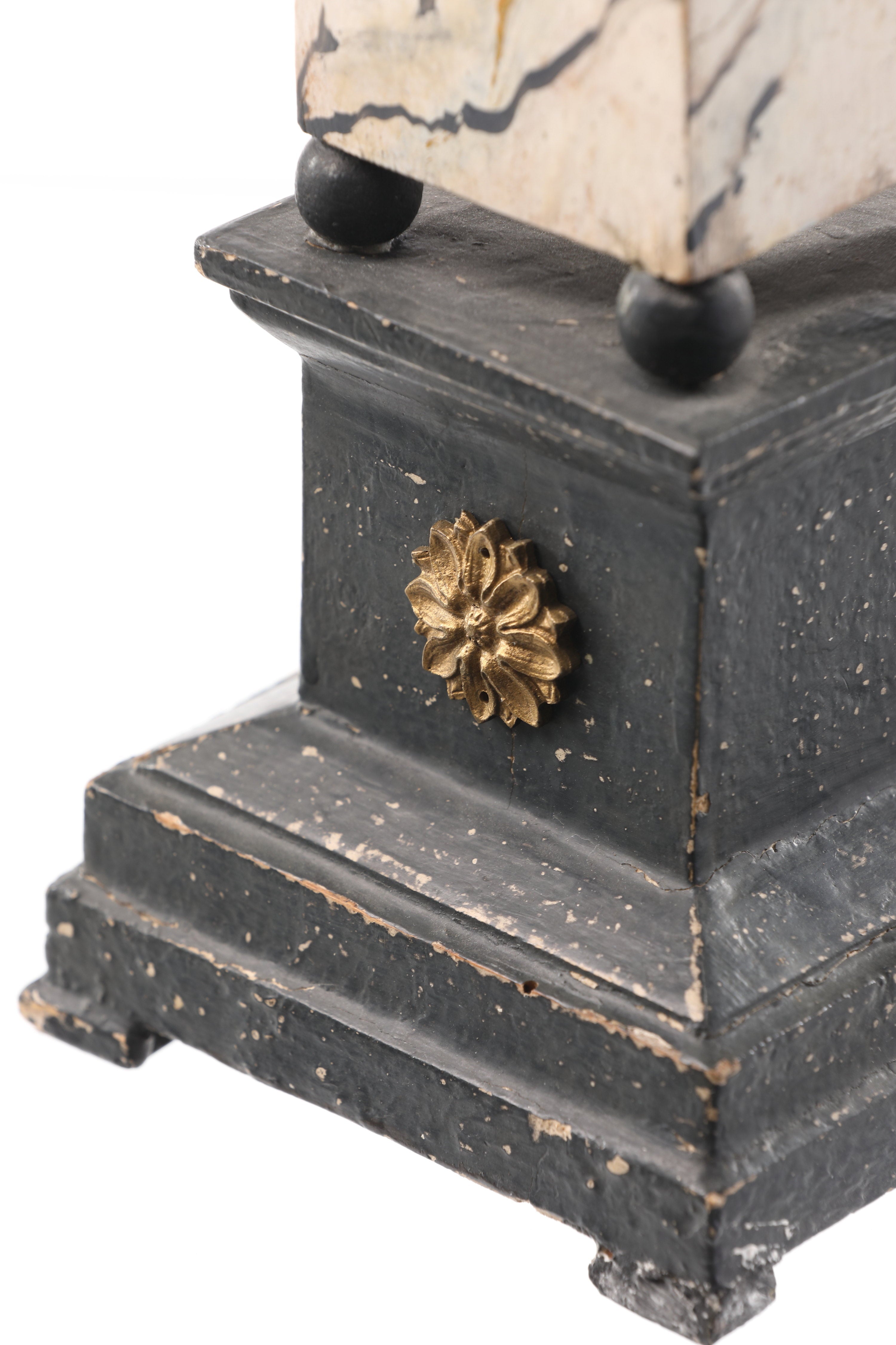 Pair of marbled wood obelisks from the 1970s