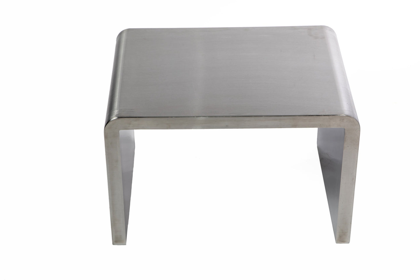 Pair of 80s brushed steel tables
