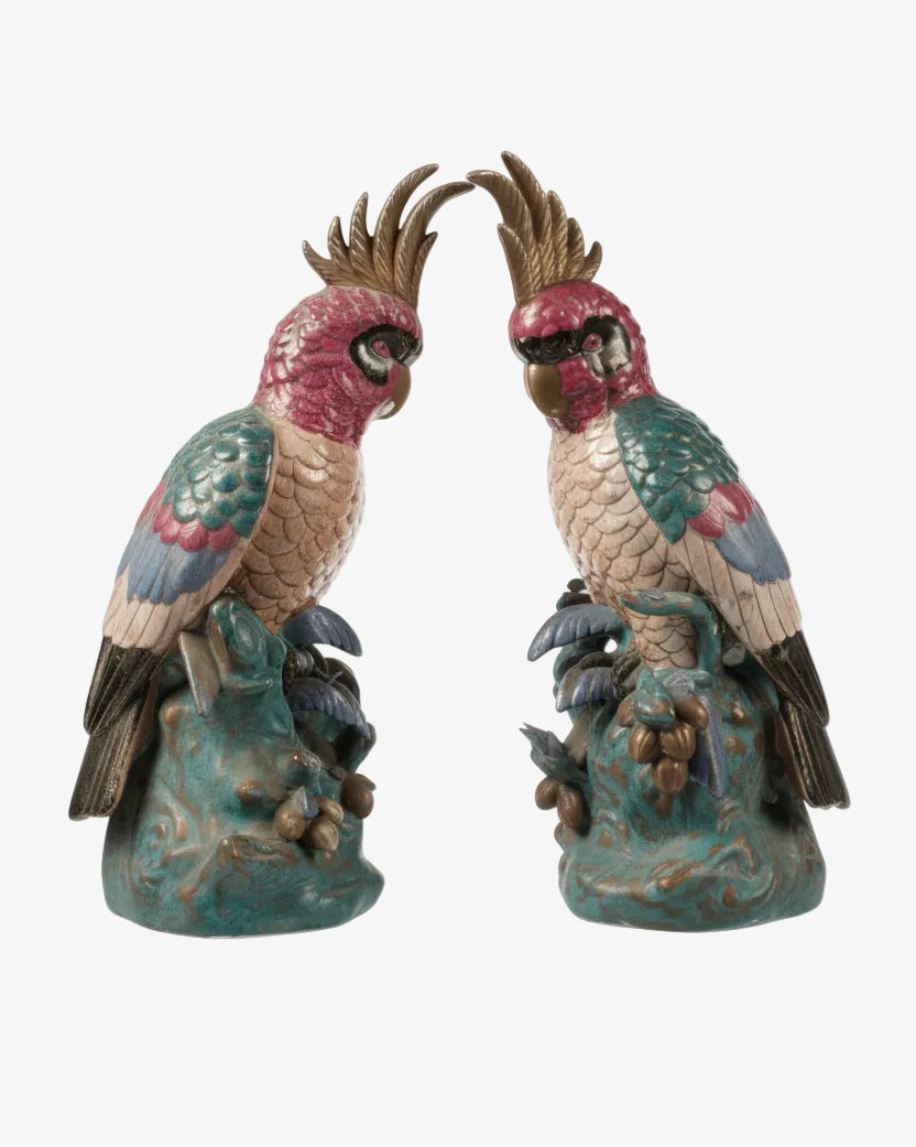 Coppia pappagalli ceramica Giapponese Satsuma anni 50