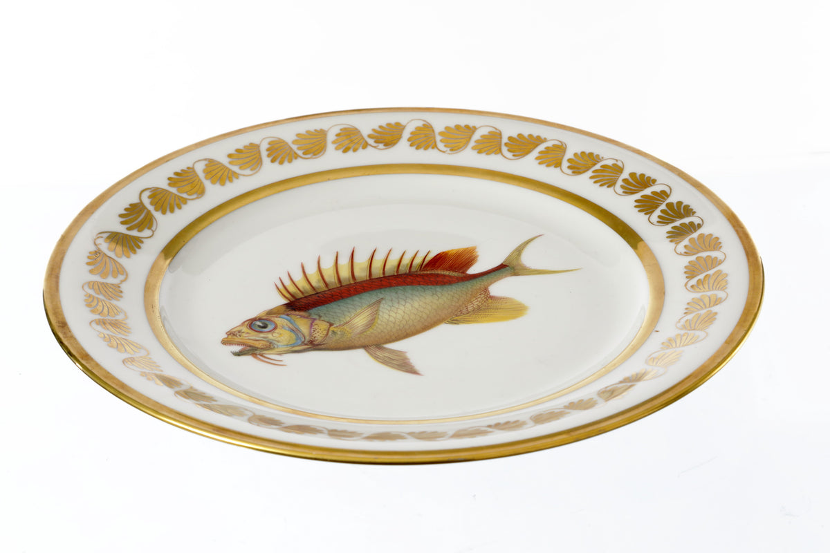 Pair of 19th-century Sèvres porcelain plates with fish motifs