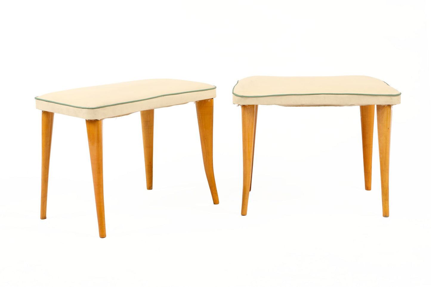 Pair of small benches from the 60s in ivory skai