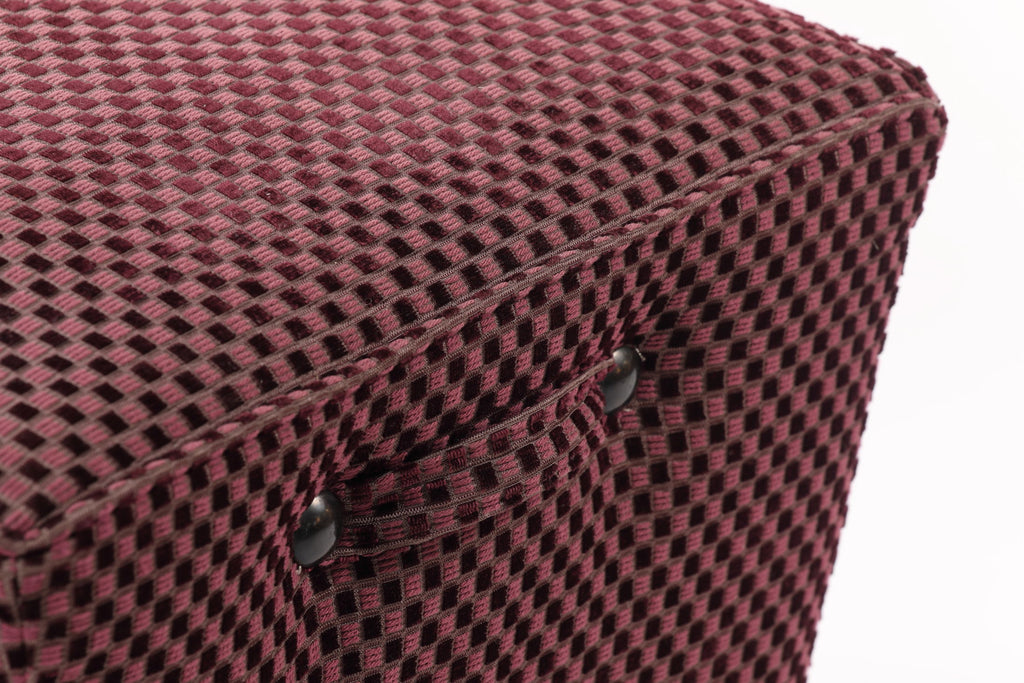 Pair of small plum velvet poufs