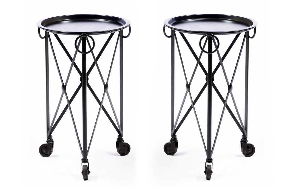 Pair of small tables with wheels