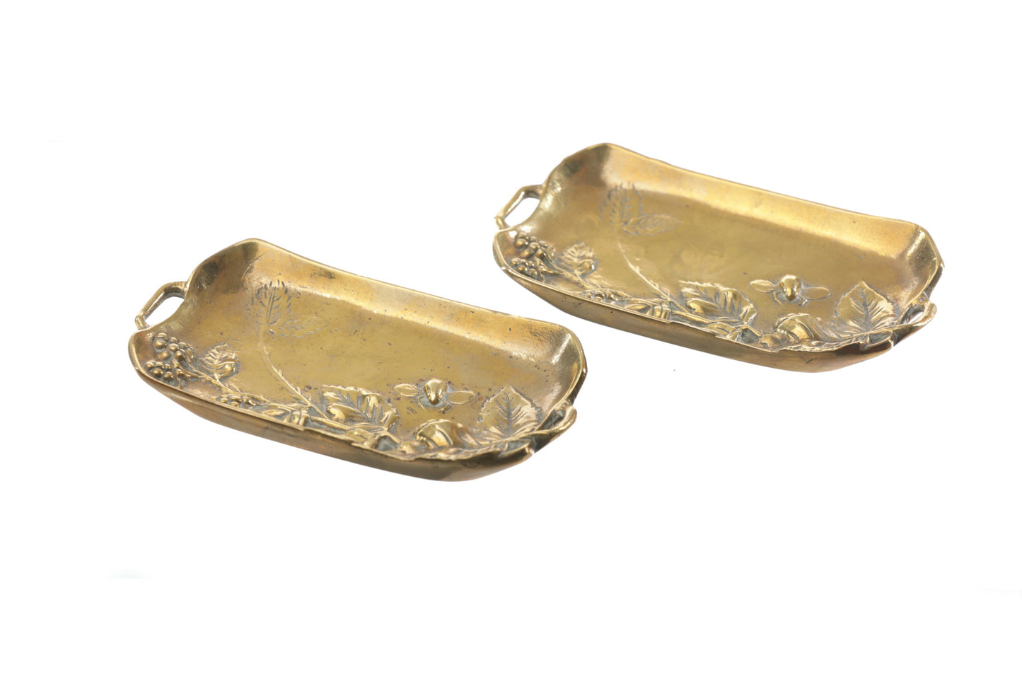 Pair of small bronze trays