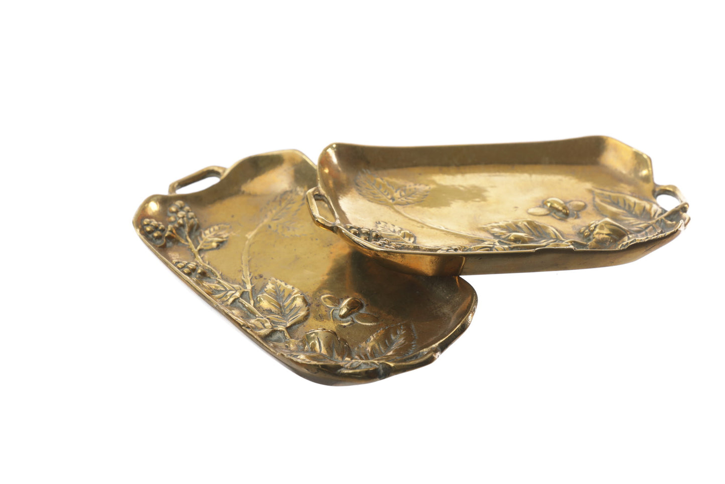 Pair of small bronze trays