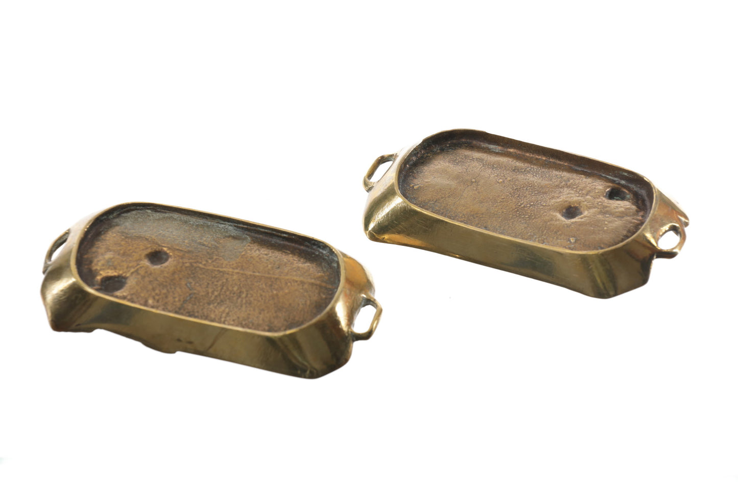 Pair of small bronze trays