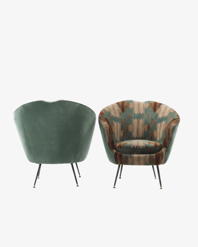 Pair of Federico Munari 1950s armchairs reinterpreted triplef