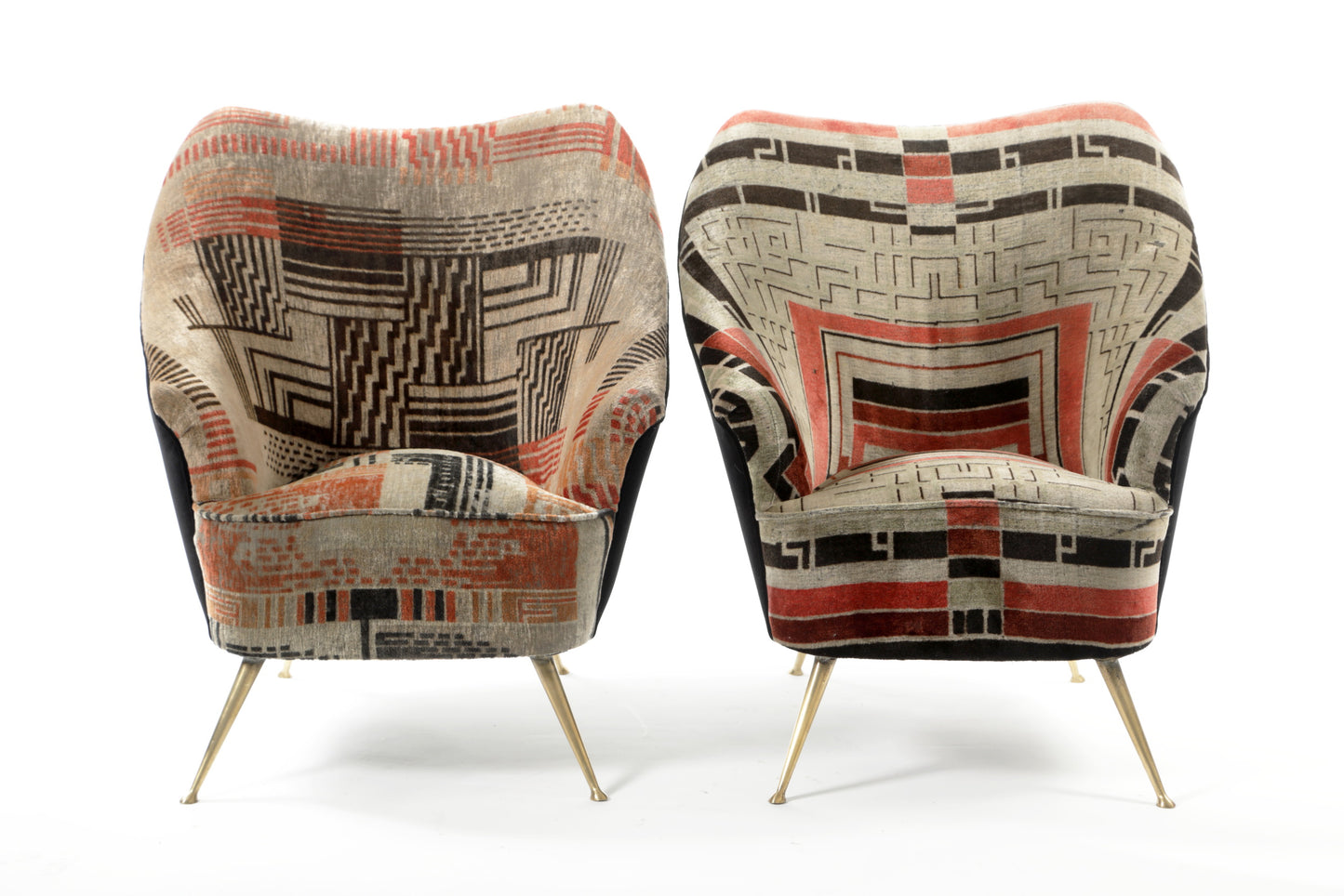 Pair of 1950s Isa Bergamo armchairs reinterpreted triplef