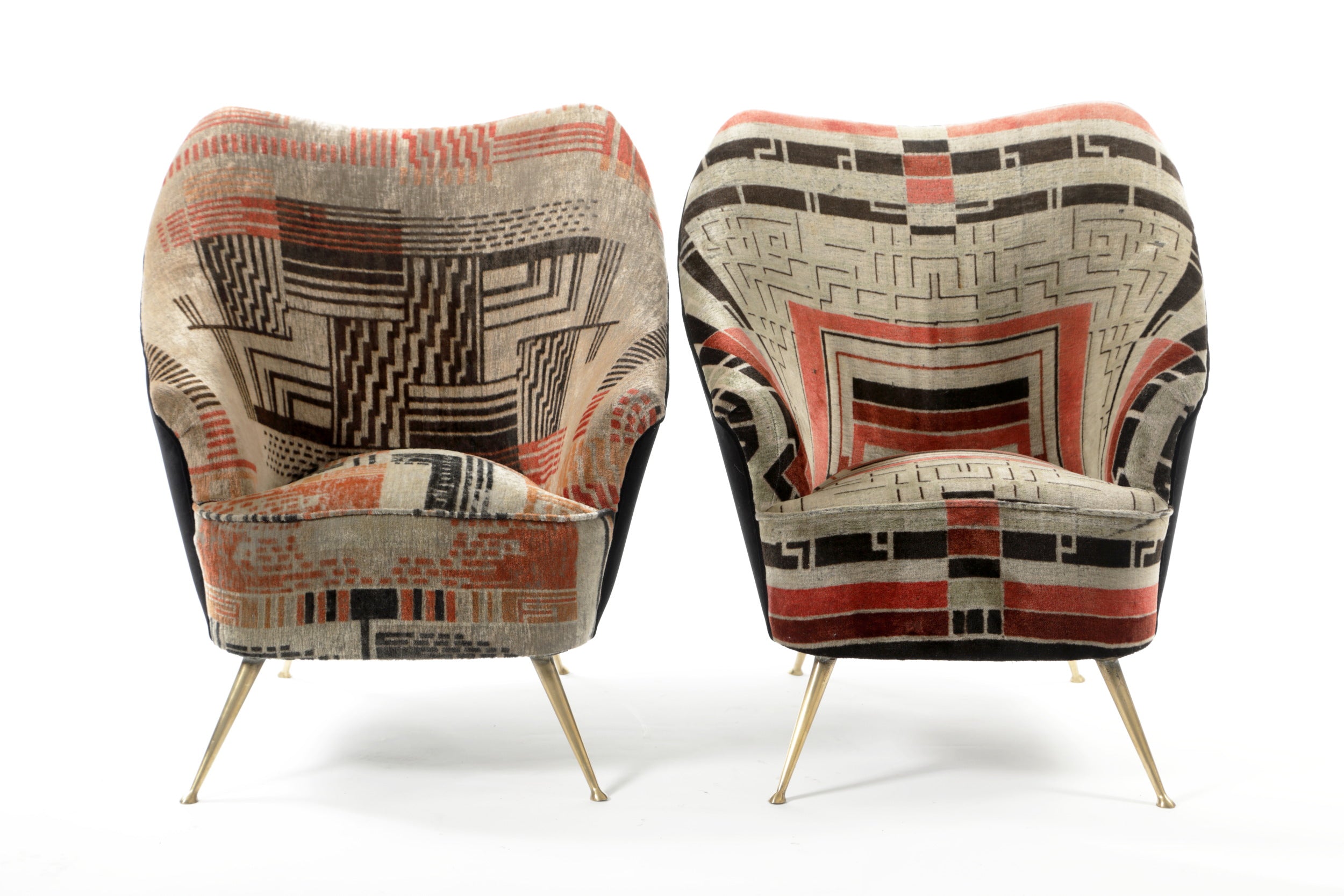 Pair of 1950s Isa Bergamo armchairs reinterpreted triplef