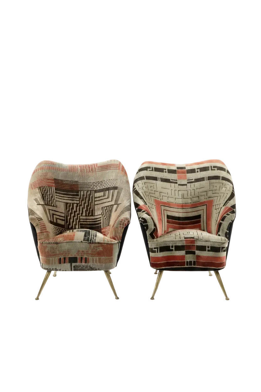 Coppia poltrone anni 50 Isa Bergamo reinterpretate t r i p l e f
