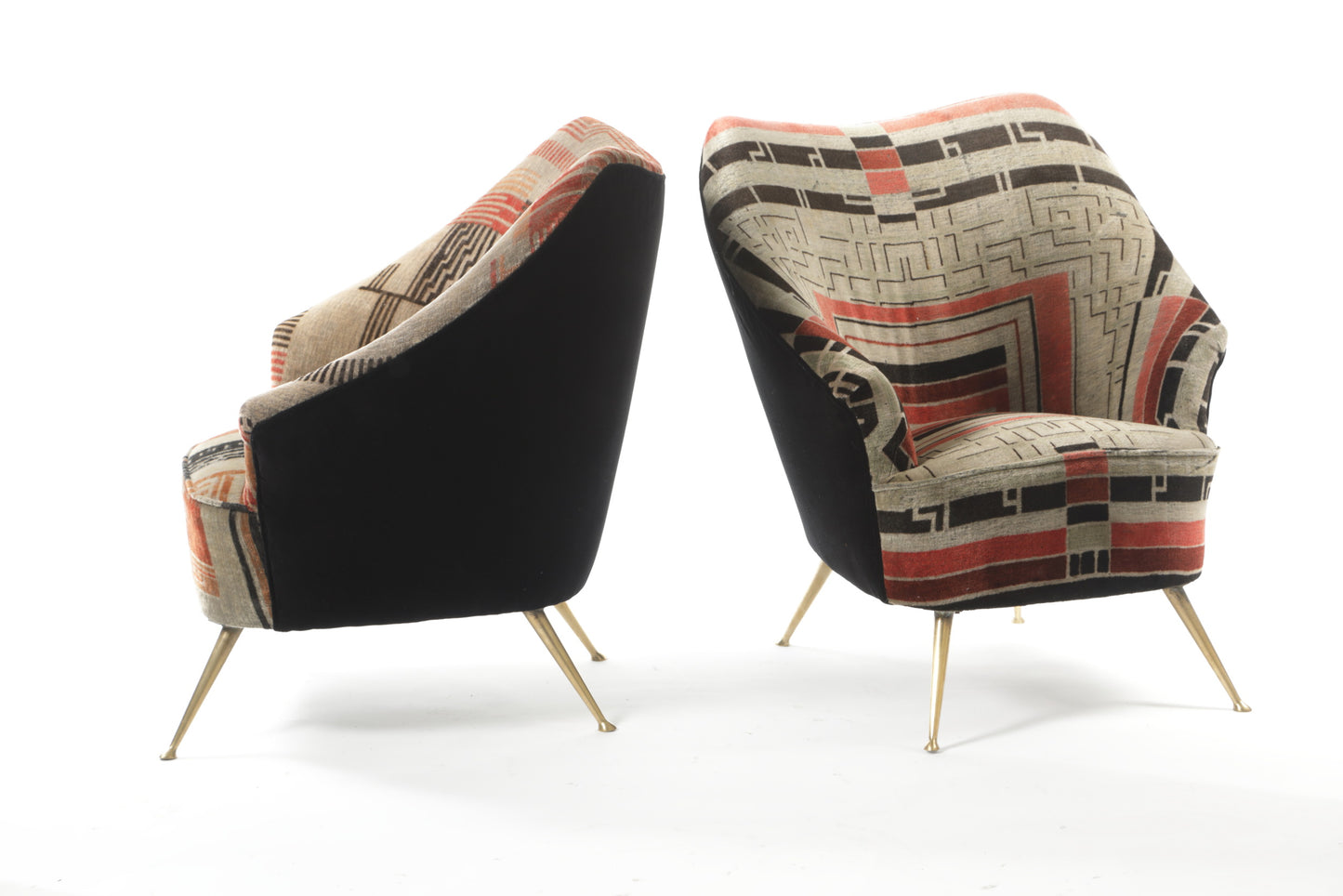 Pair of 1950s Isa Bergamo armchairs reinterpreted triplef