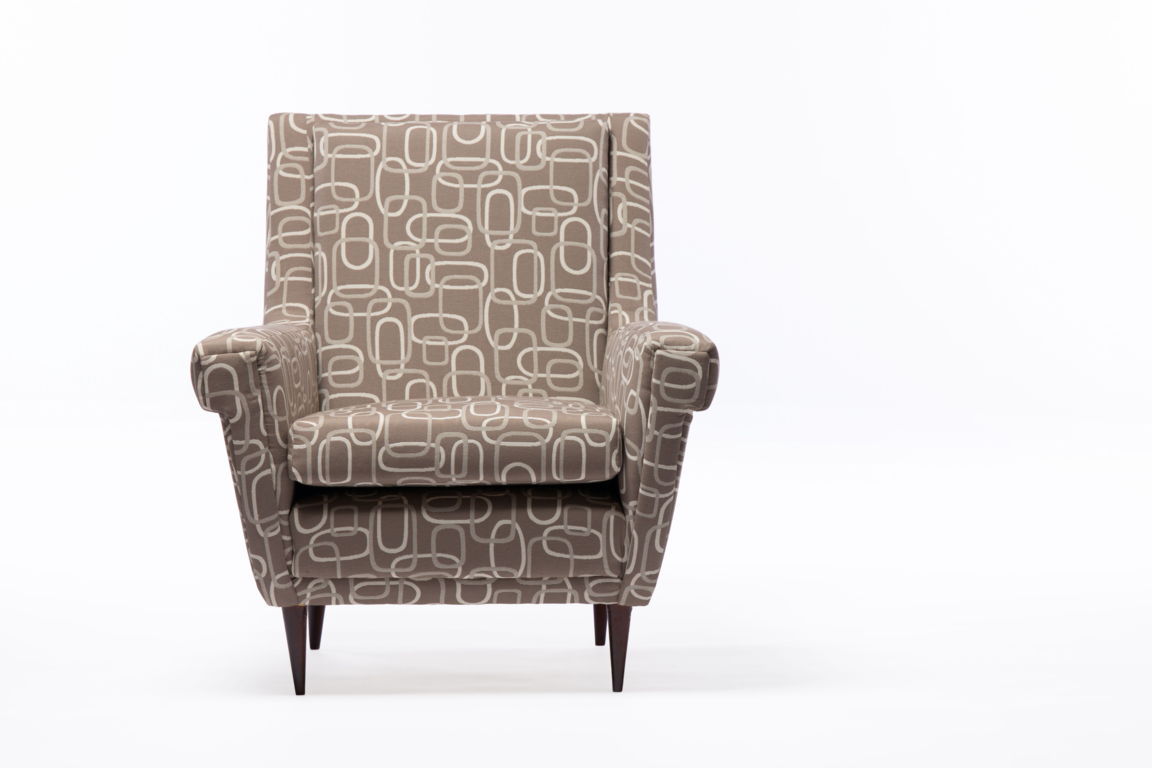 Pair of 1950s cotton jacquard armchairs