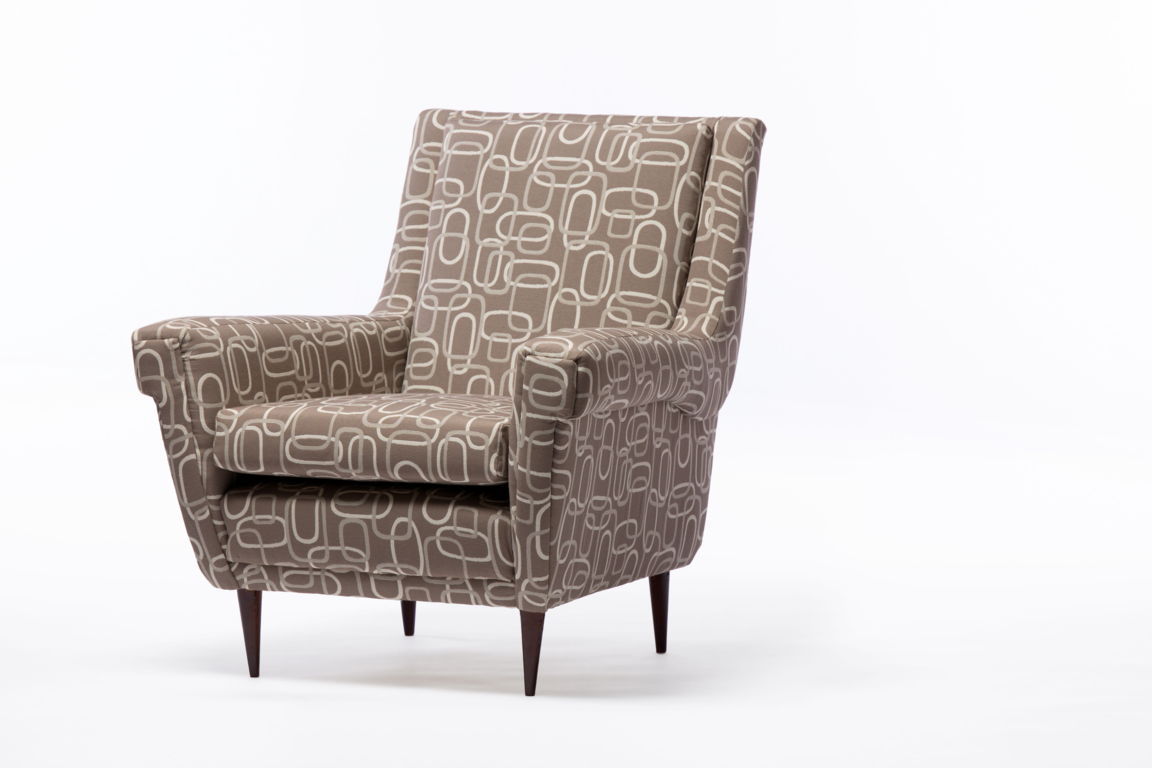 Pair of 1950s cotton jacquard armchairs