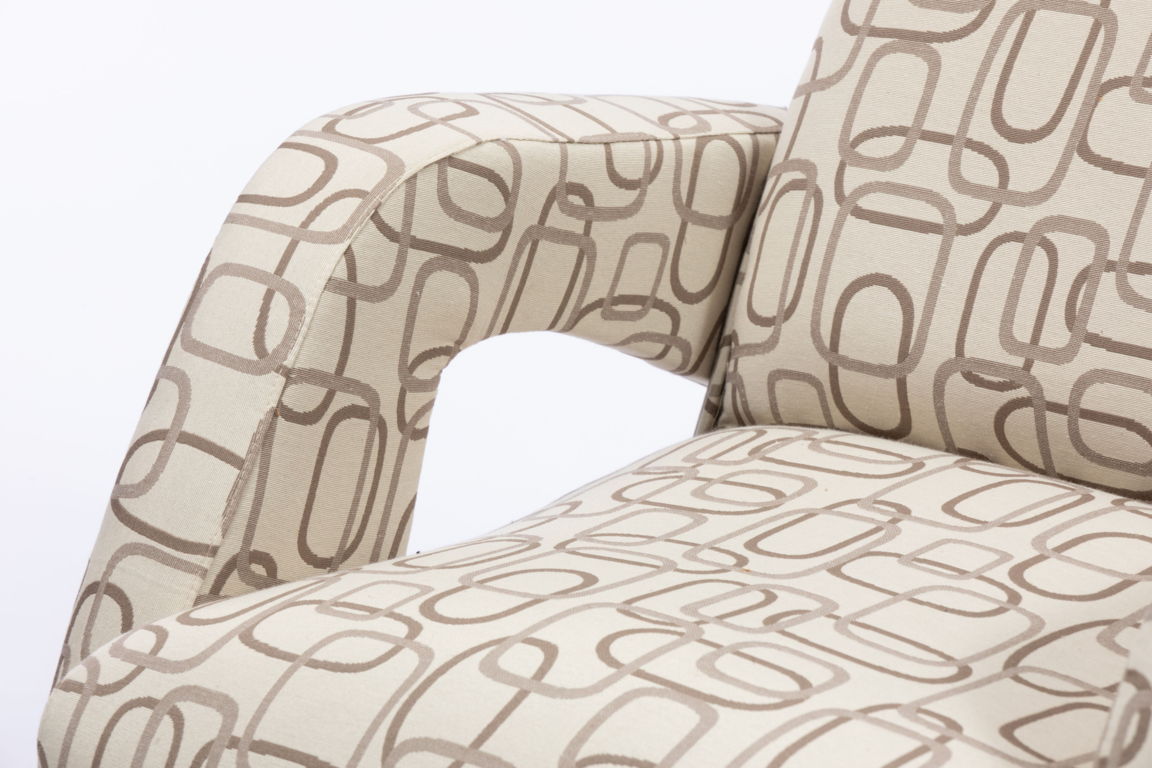 Coppia poltrone jacquard motivo catene anni 50