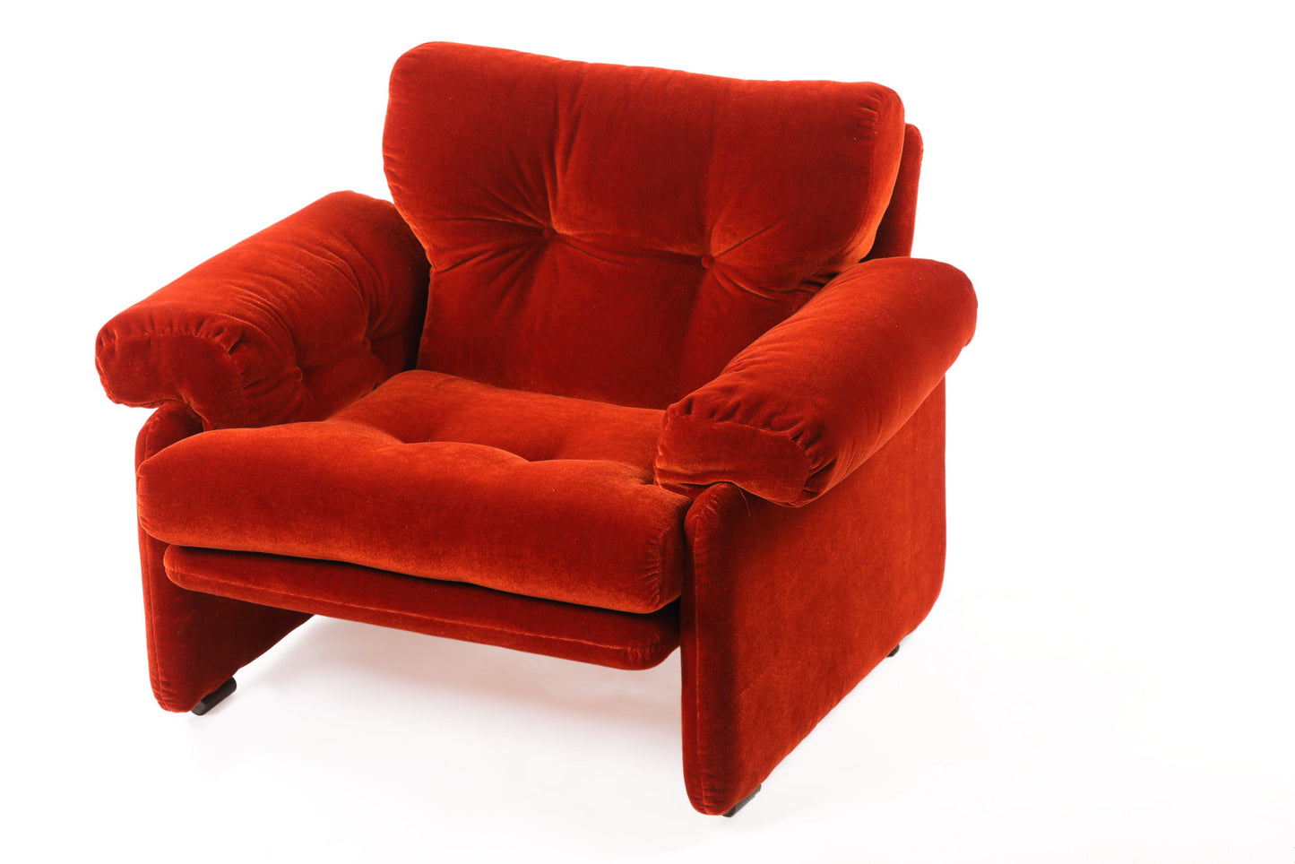 Pair of armchairs from the 70s by Afra and Tobia Scarpa, Coronado model in rust velvet
