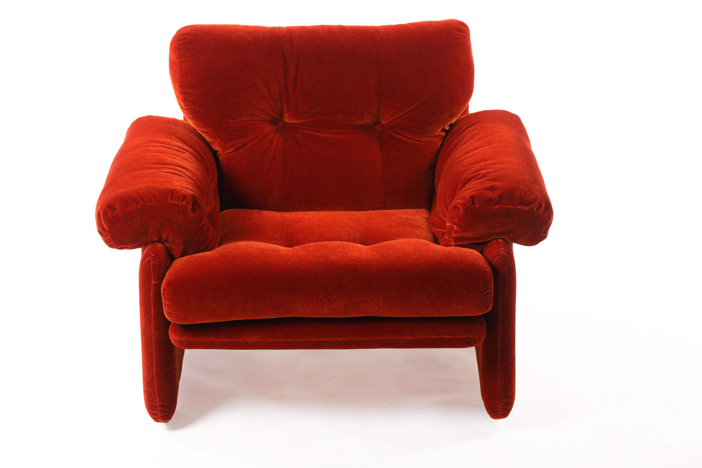 Pair of armchairs from the 70s by Afra and Tobia Scarpa, Coronado model in rust velvet