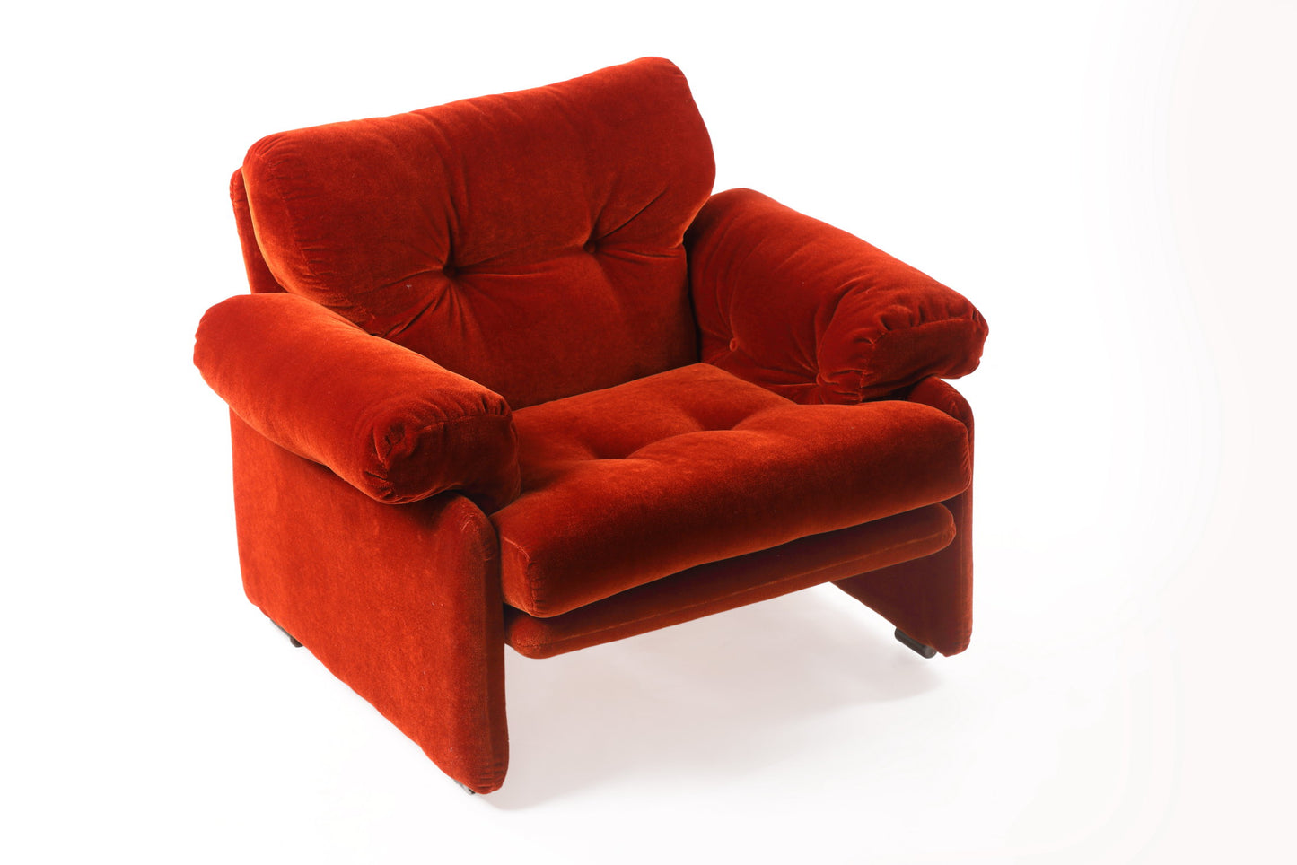 Pair of armchairs from the 70s by Afra and Tobia Scarpa, Coronado model in rust velvet