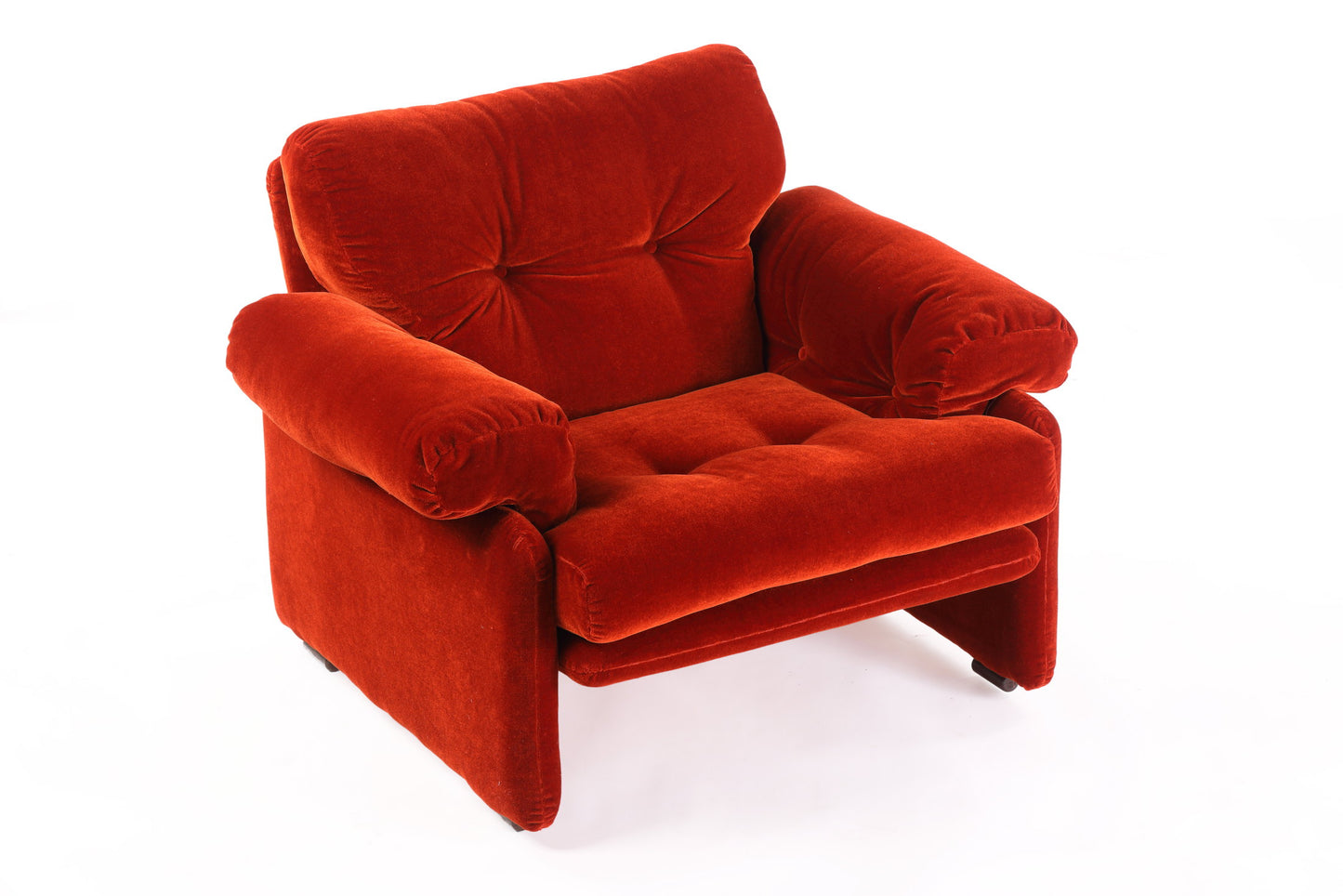 Pair of armchairs from the 70s by Afra and Tobia Scarpa, Coronado model in rust velvet