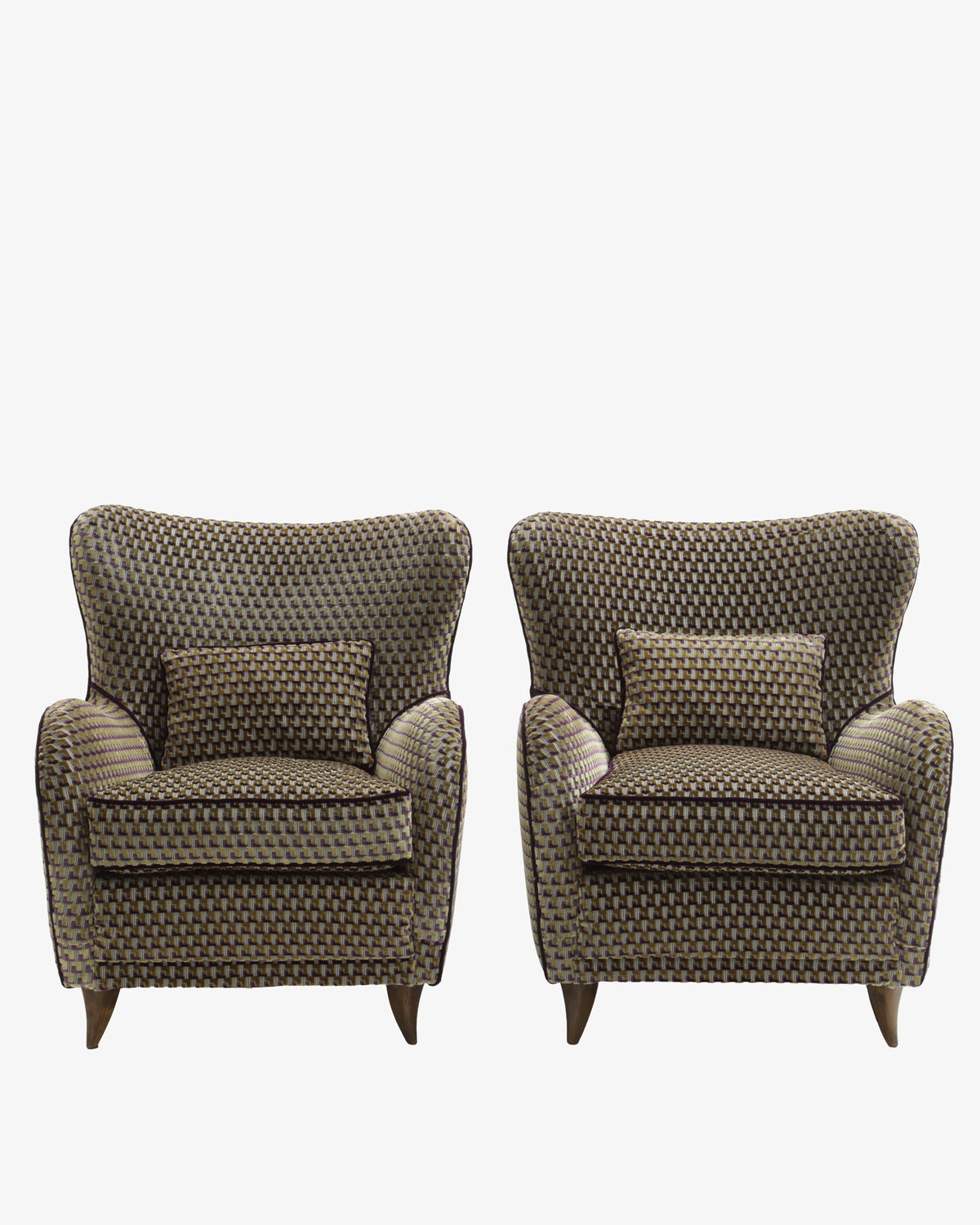 Pair of armchairs with cushions, 1960s, reinterpreted, Triplef