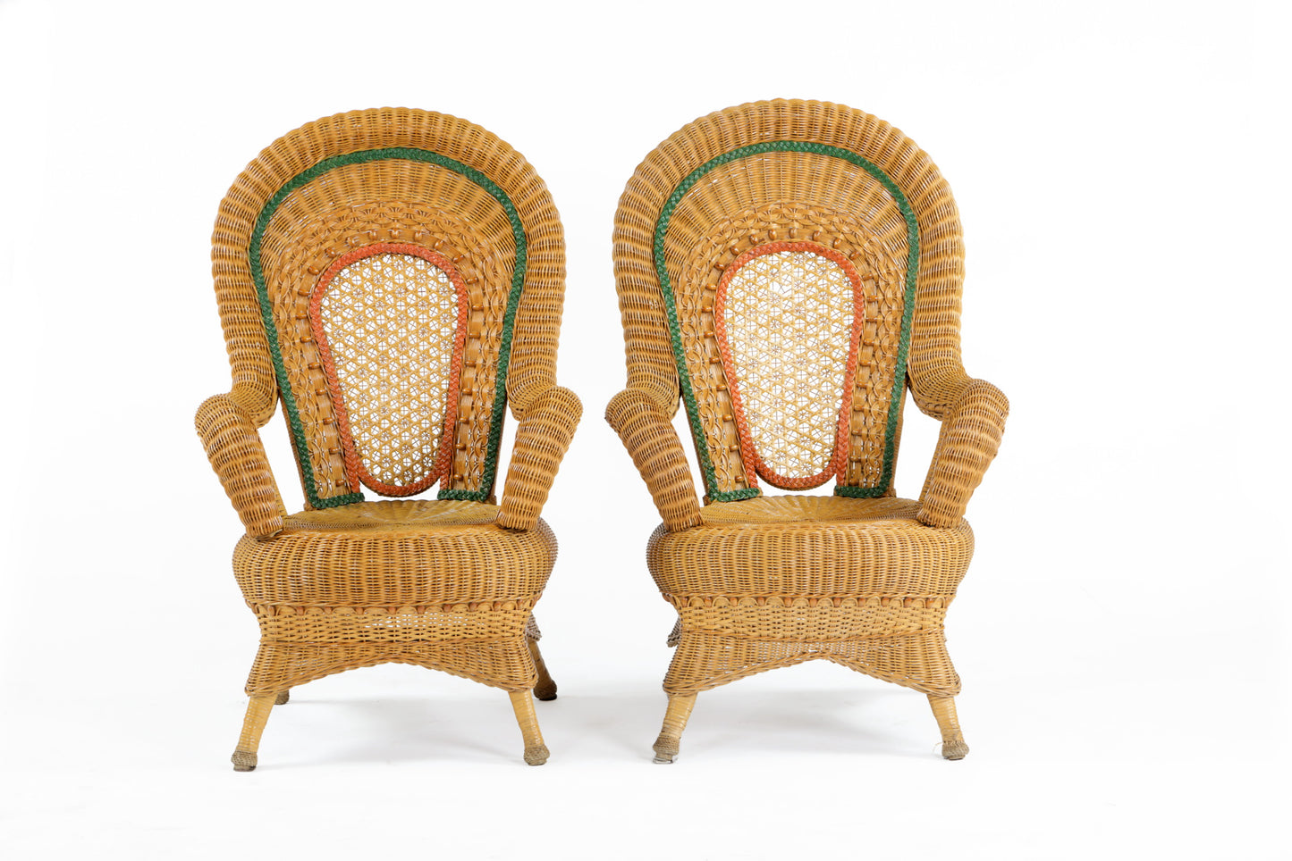 Pair of outdoor wicker armchairs