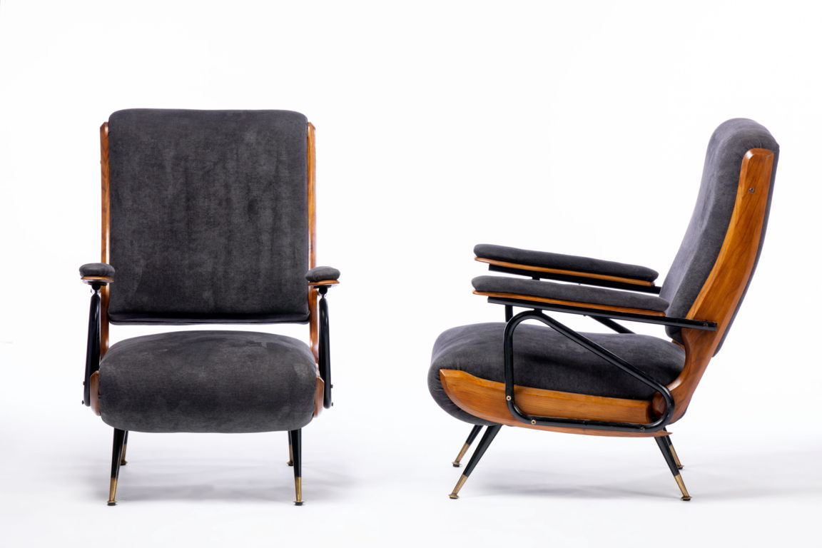 Pair of reclining armchairs from the 50s