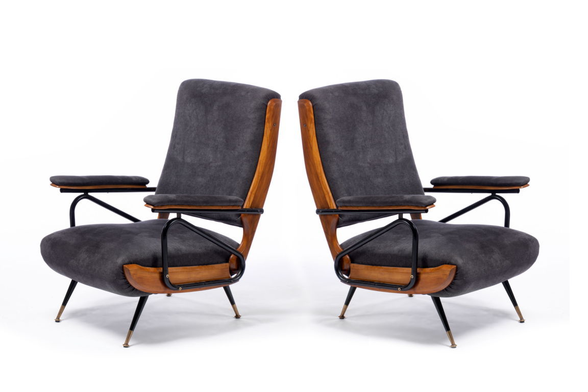 Pair of reclining armchairs from the 50s
