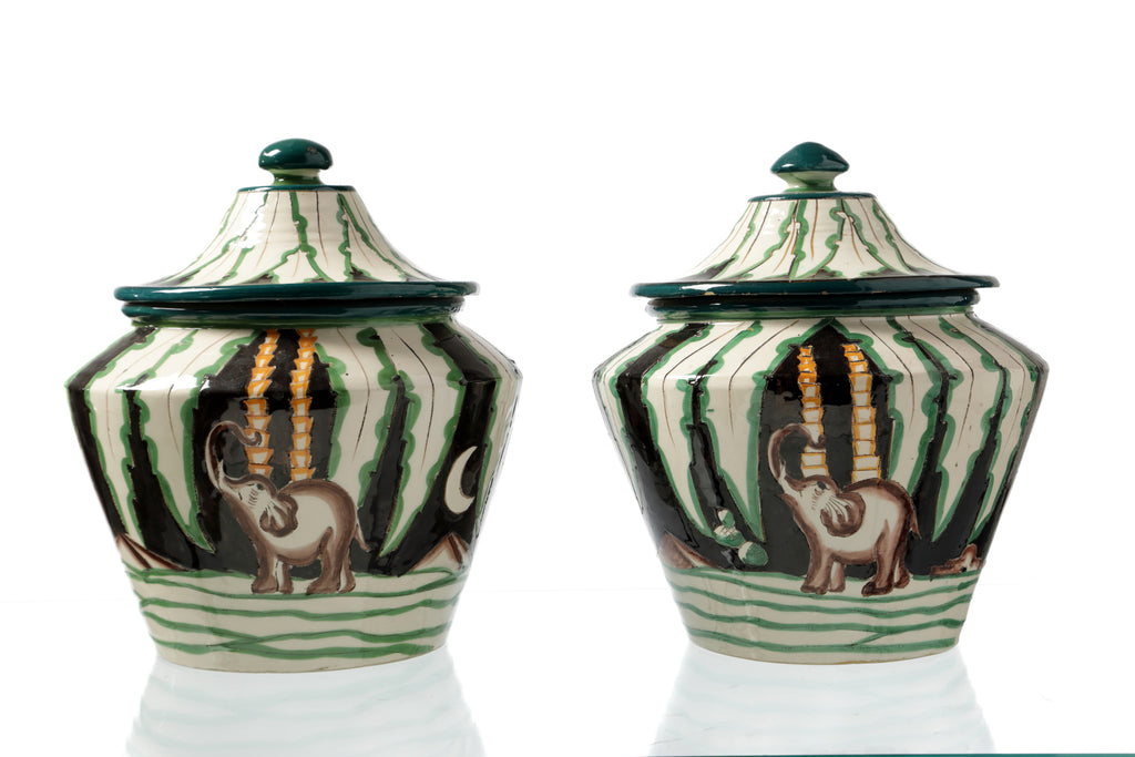 Pair of ceramic potiche from the 1950s
