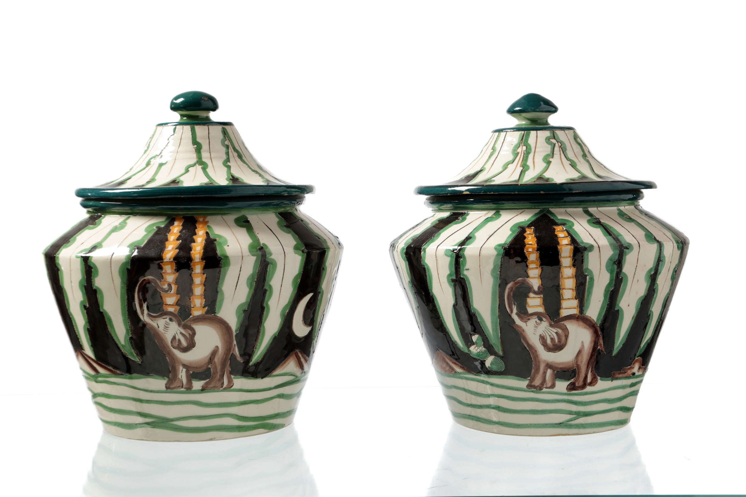 Pair of ceramic potiche from the 1950s