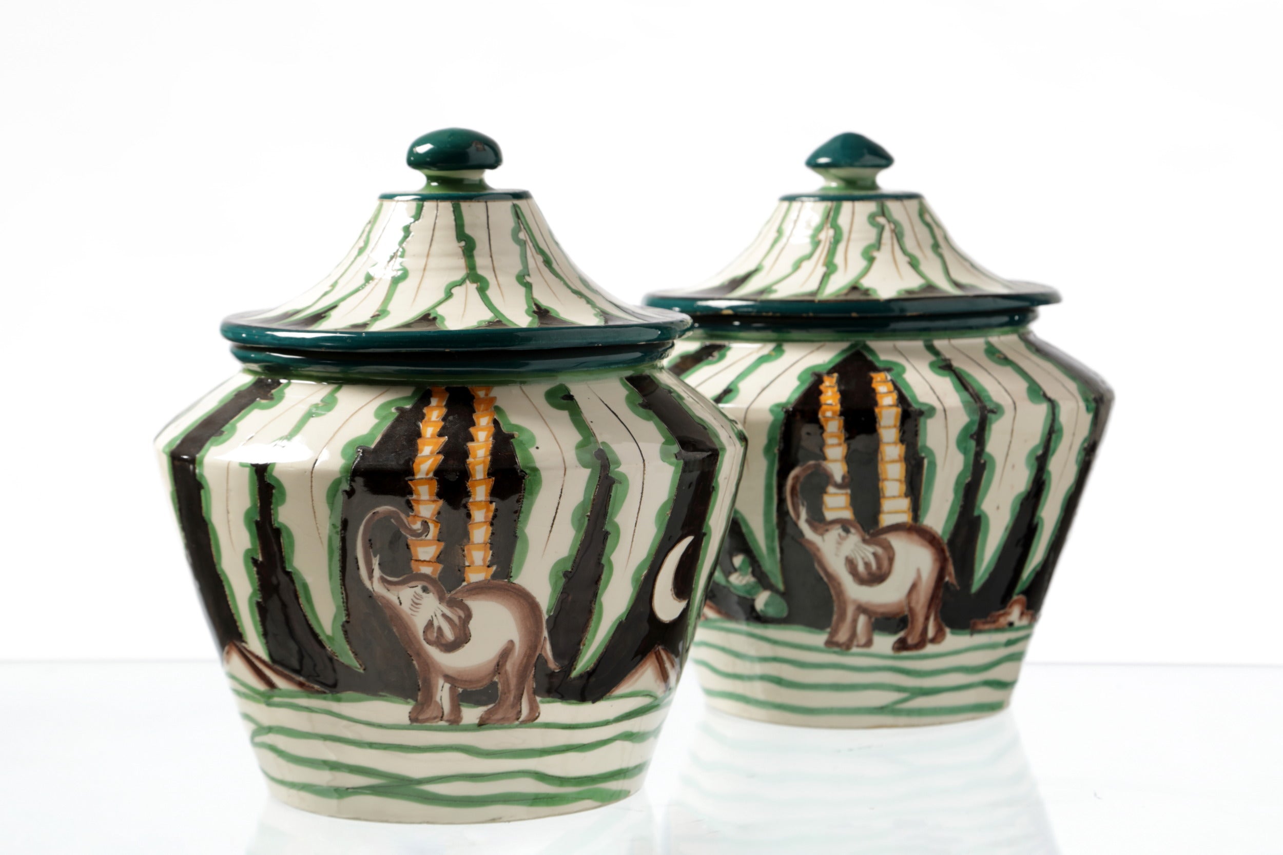 Pair of ceramic potiche from the 1950s
