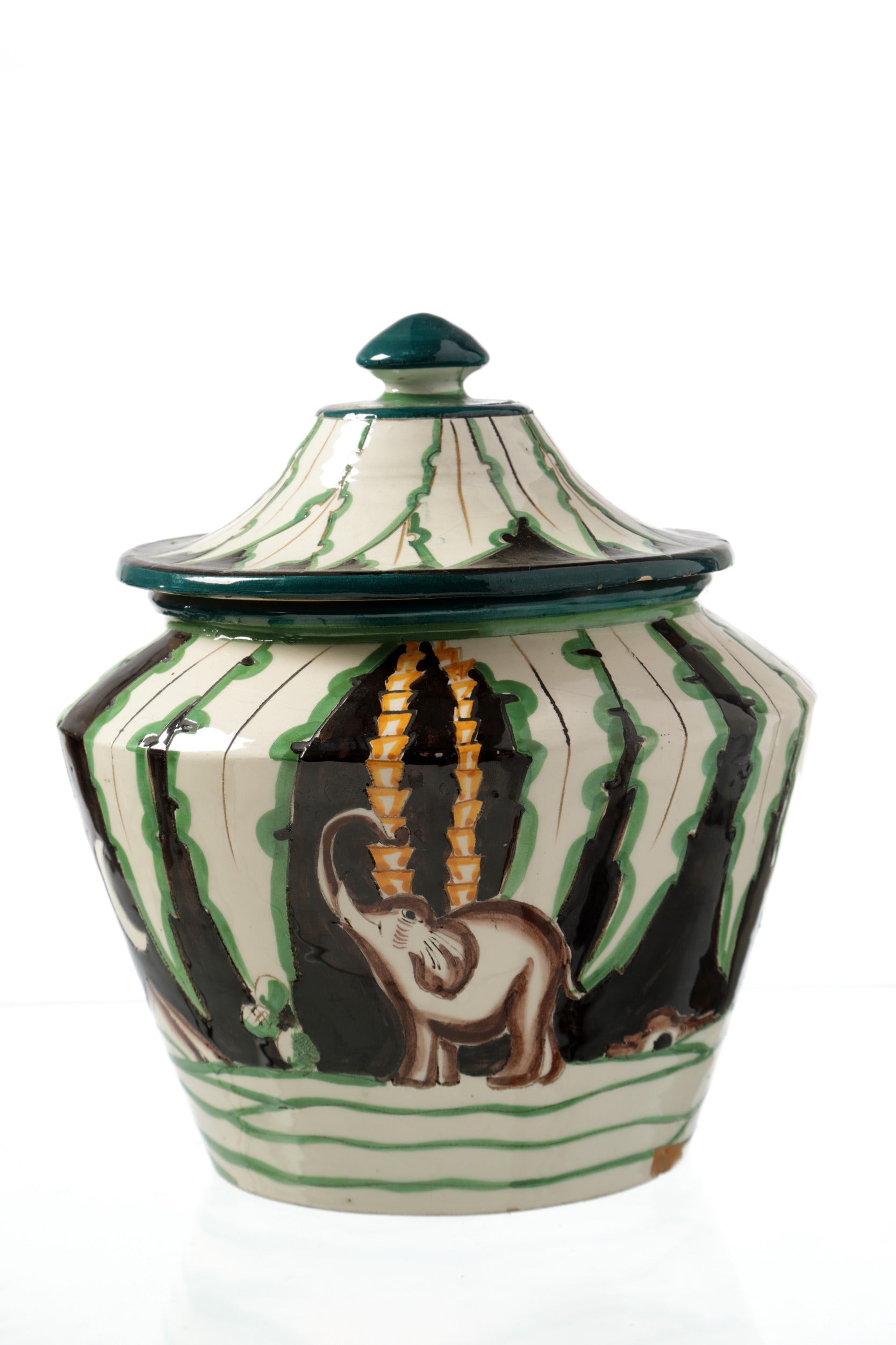 Pair of ceramic potiche from the 1950s