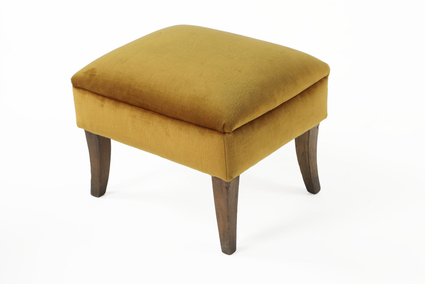 Coppia pouf anni 50 velluto giallo ocra