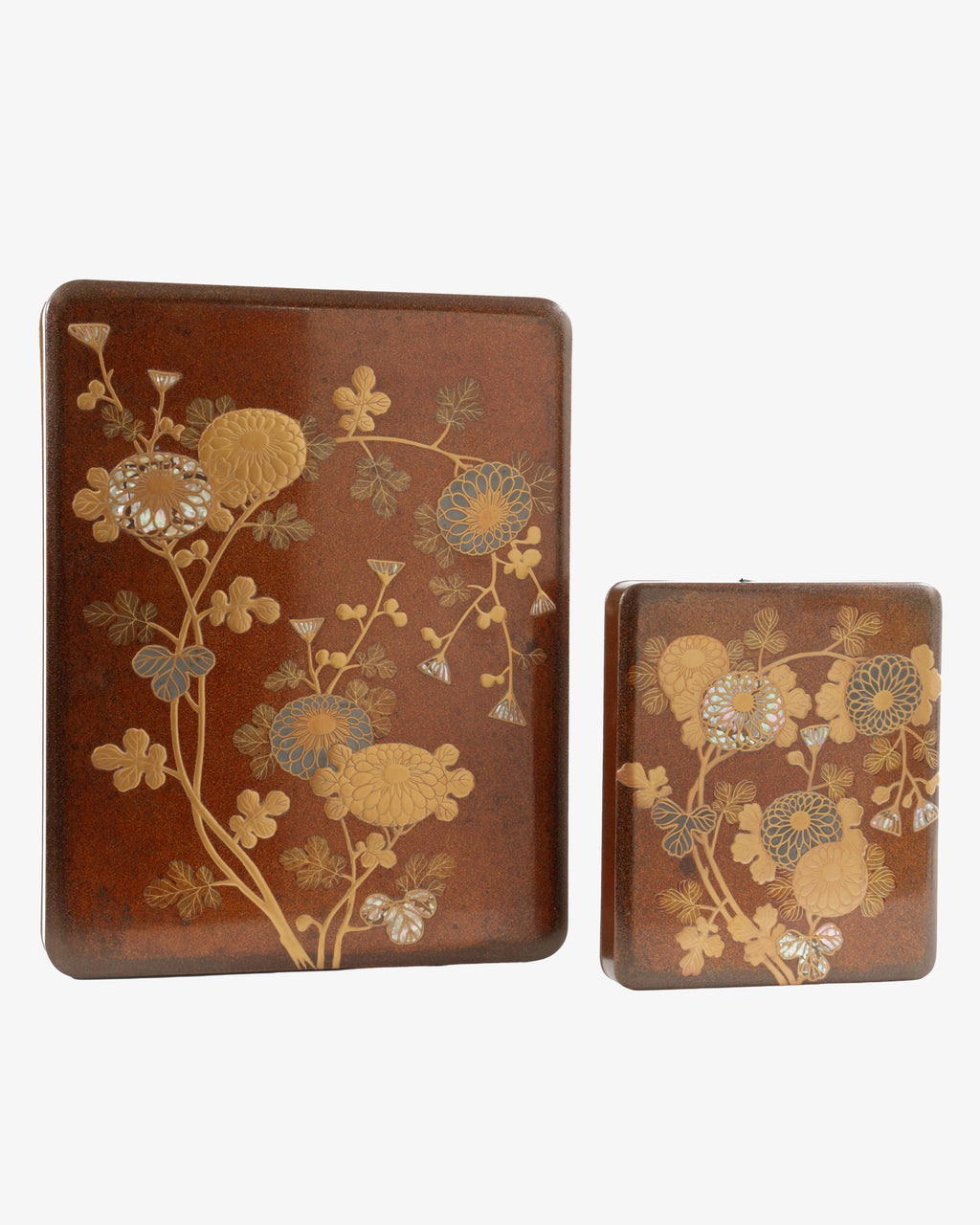 Pair of Korin-style maki-e lacquer Bunko and suzuribako boxes