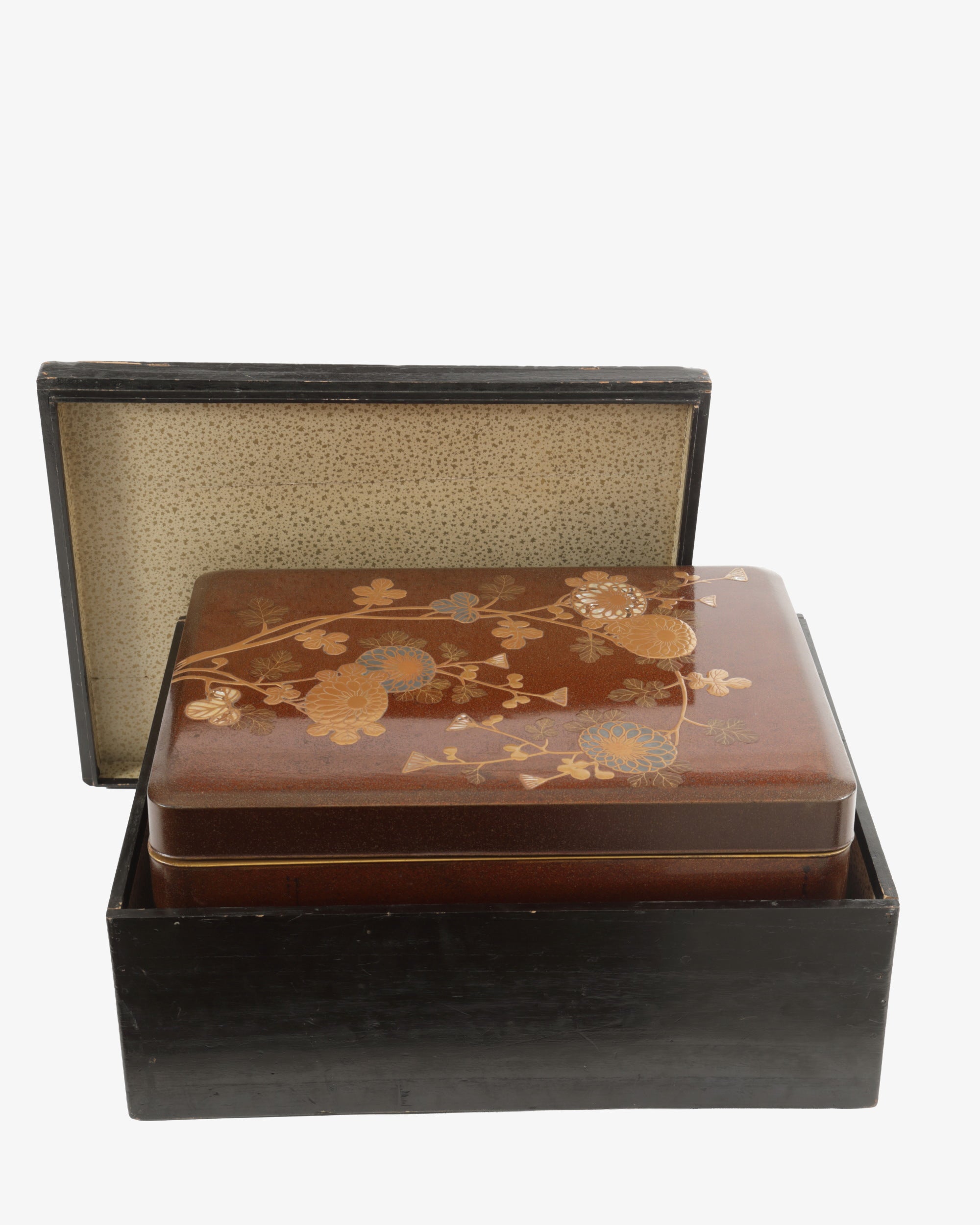 Pair of Korin-style maki-e lacquer Bunko and suzuribako boxes