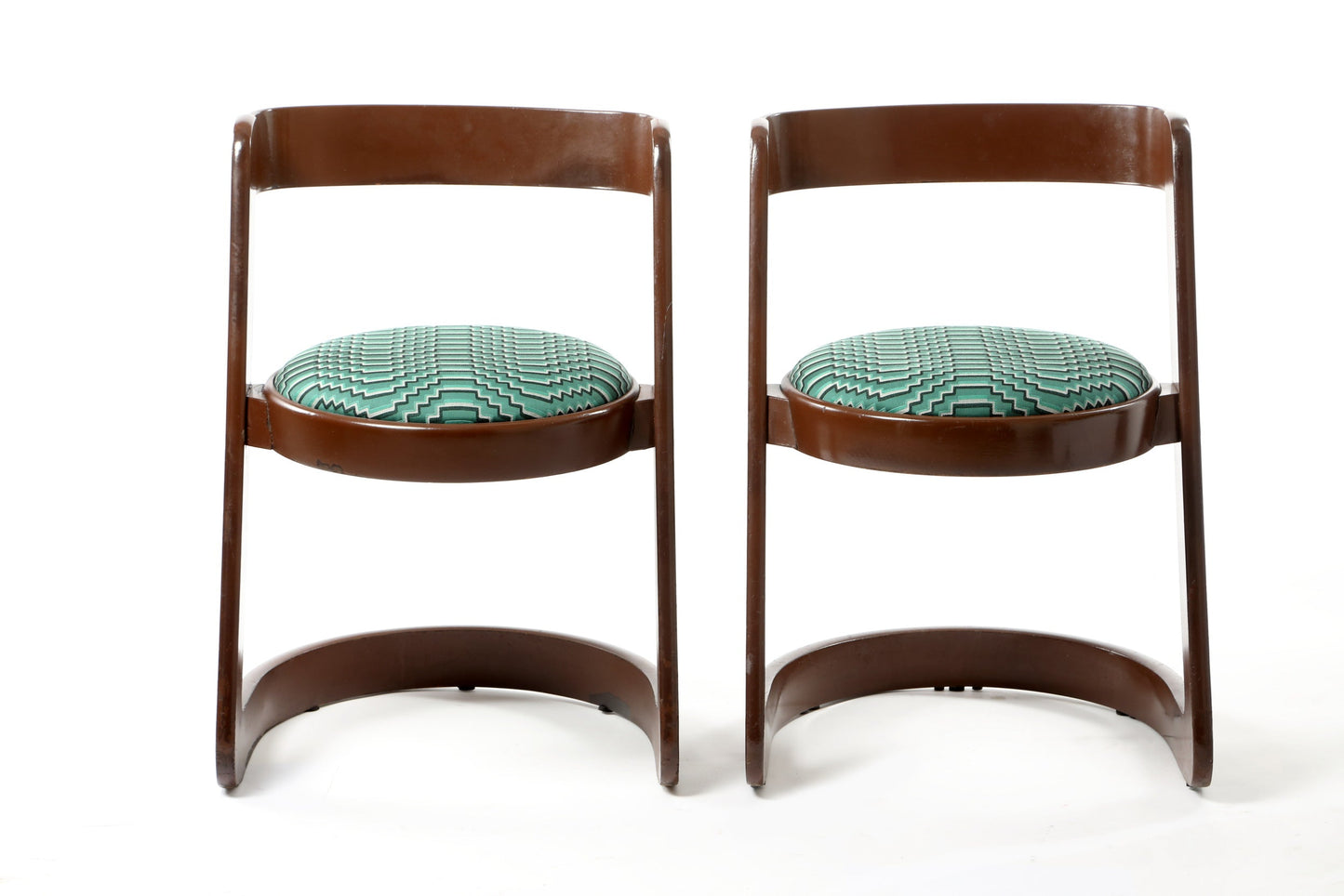 Pair of Willy Rizzo chairs in optical fabric
