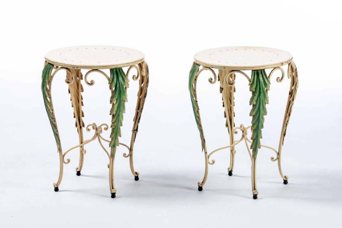 Pair of stools in painted iron