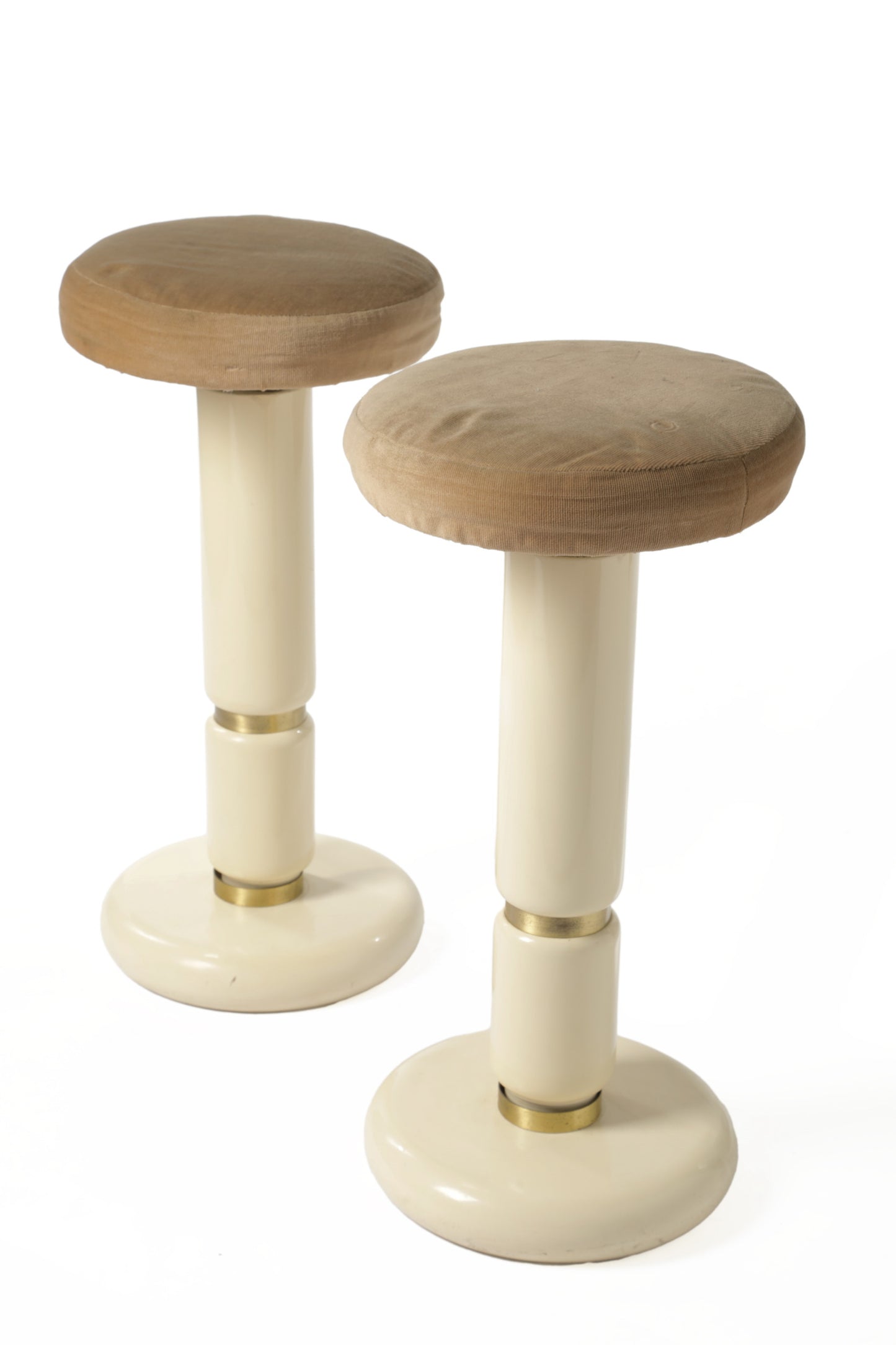 Pair of ivory lacquered stools from the 70s