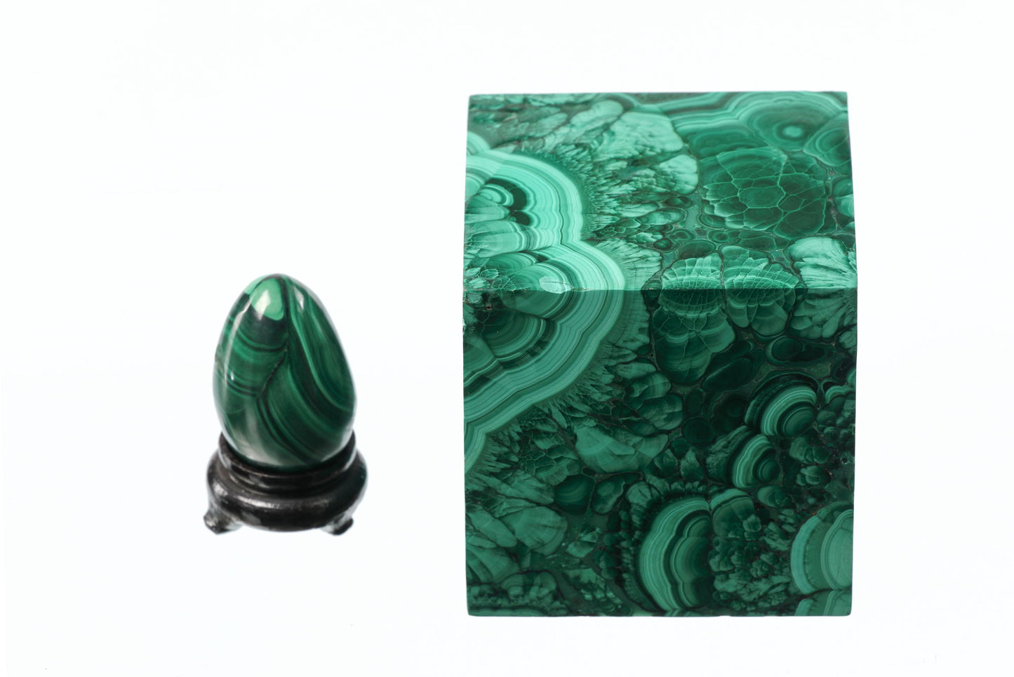 Pair of malachite ornaments