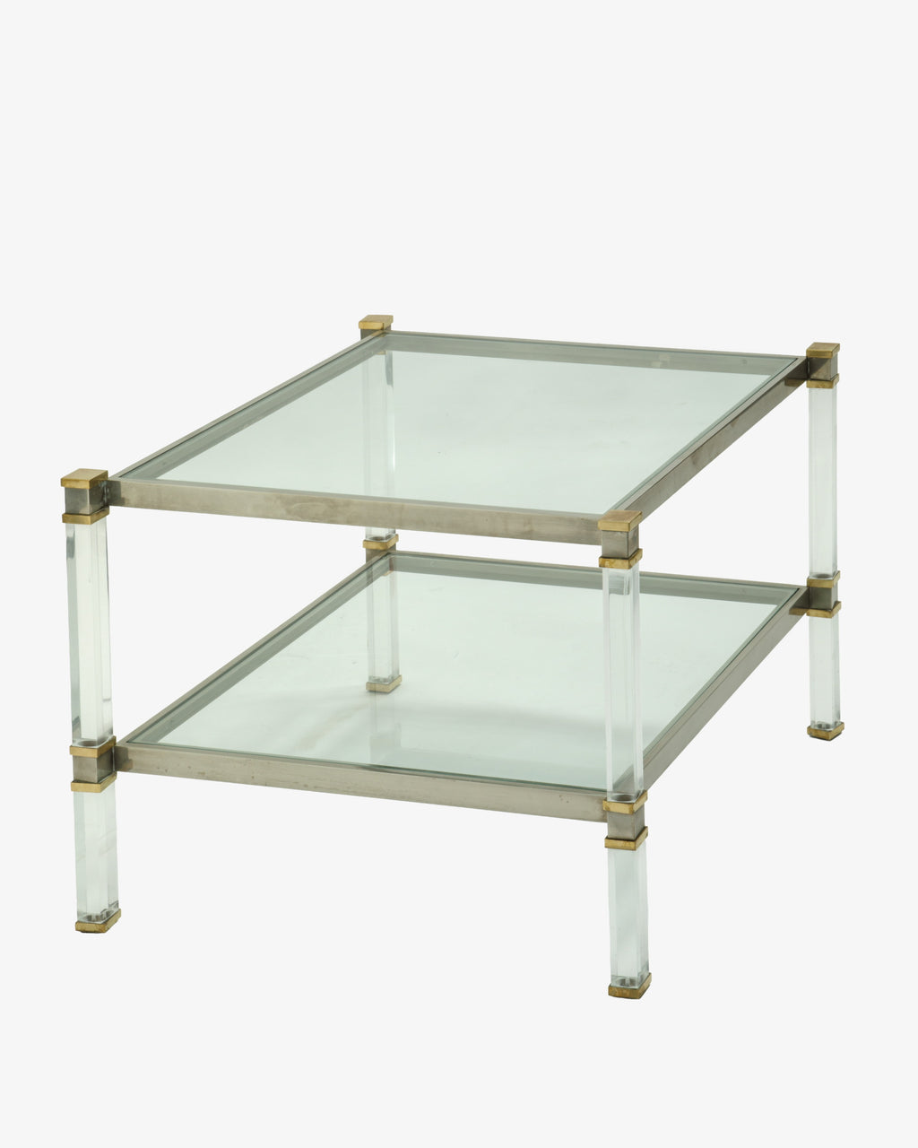 Coppia tavoli plexiglass e ottone anni 70