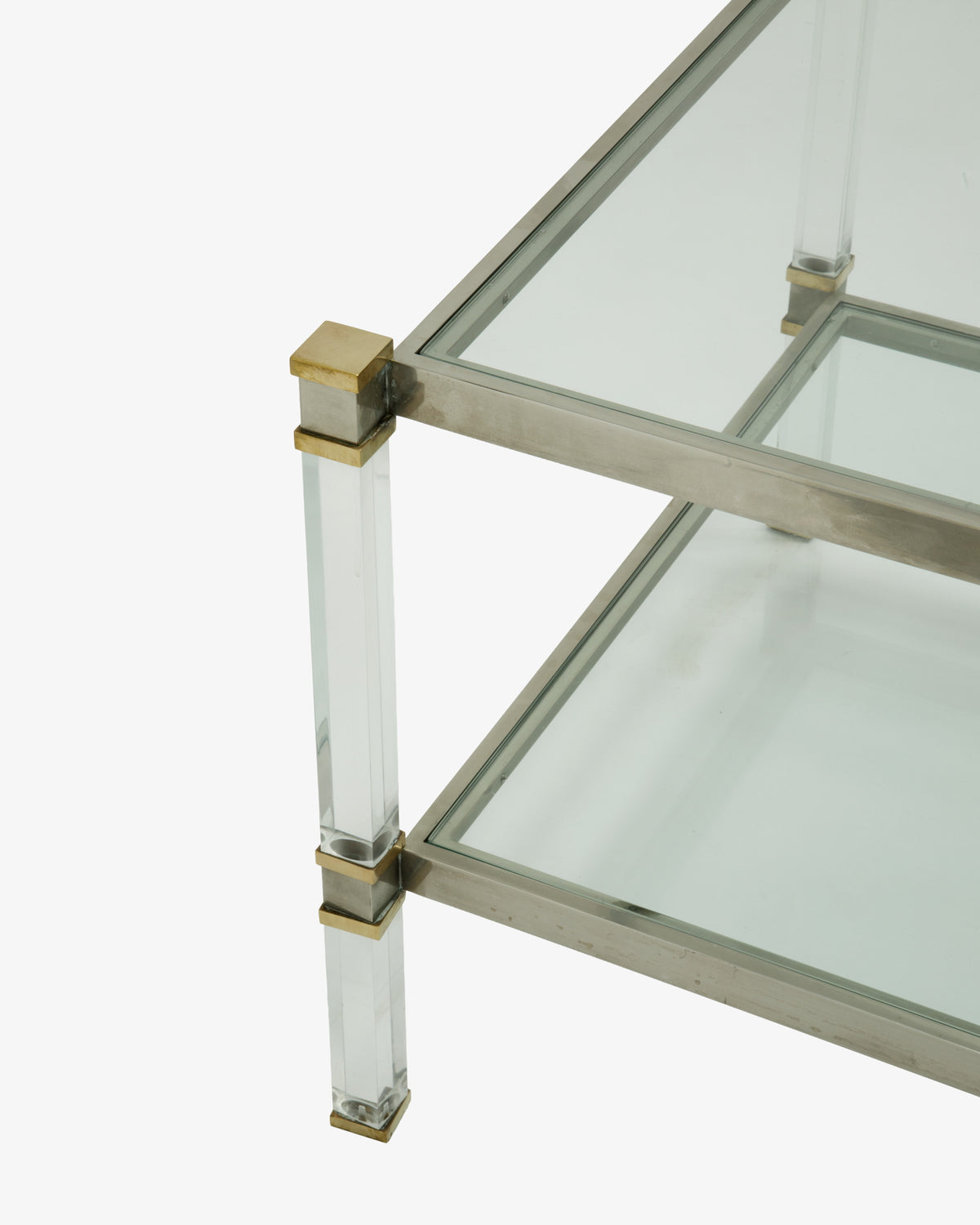 Coppia tavoli plexiglass e ottone anni 70
