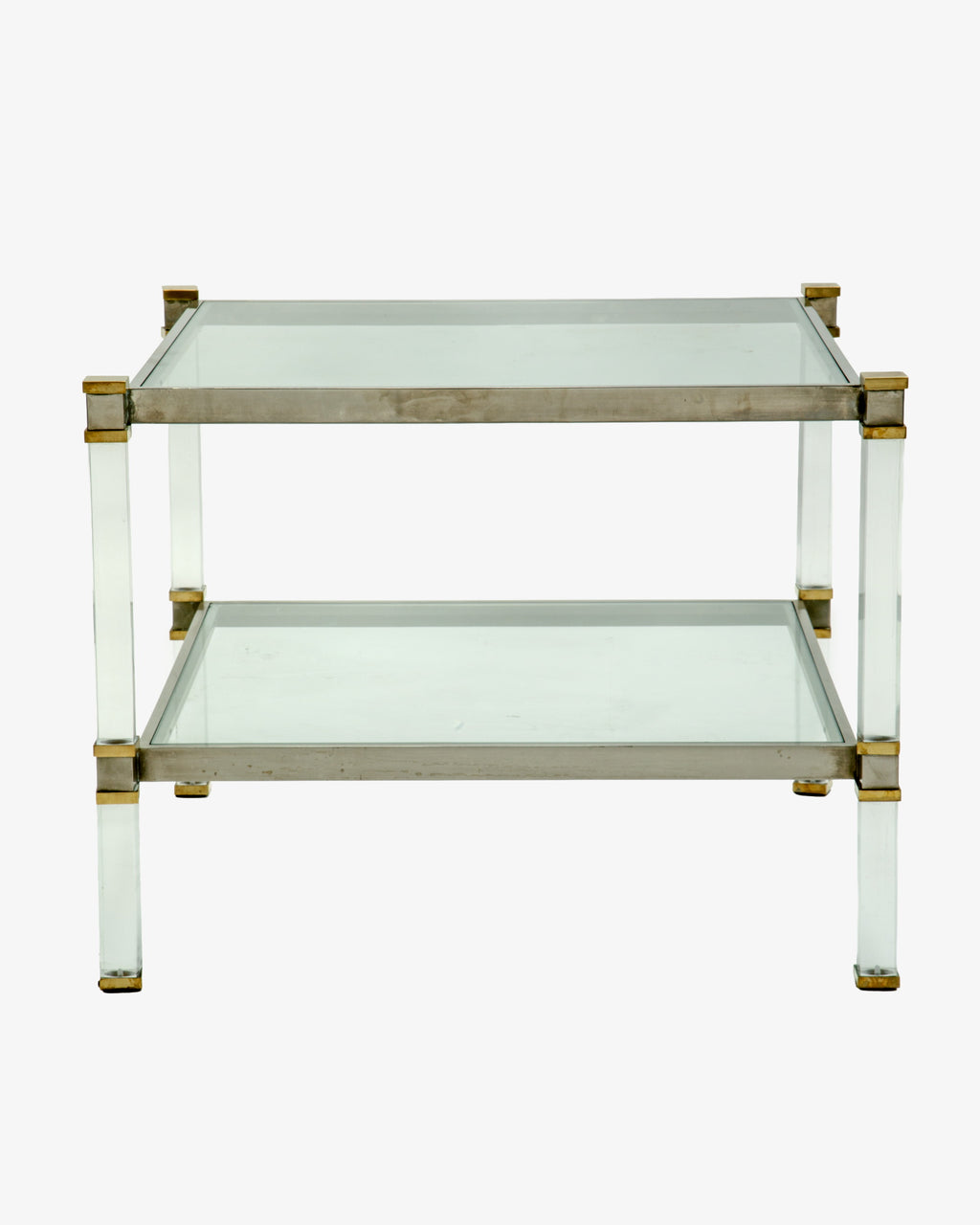 Coppia tavoli plexiglass e ottone anni 70